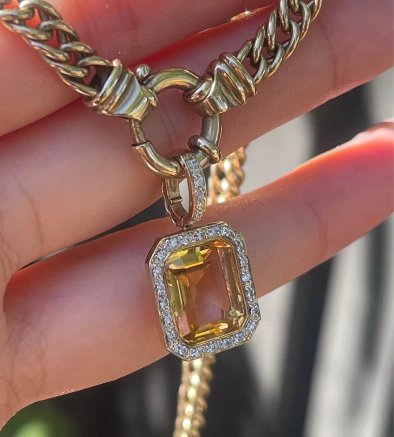 Classic Citrine Diamond Enhancer Pendant In 9ct Yellow Gold