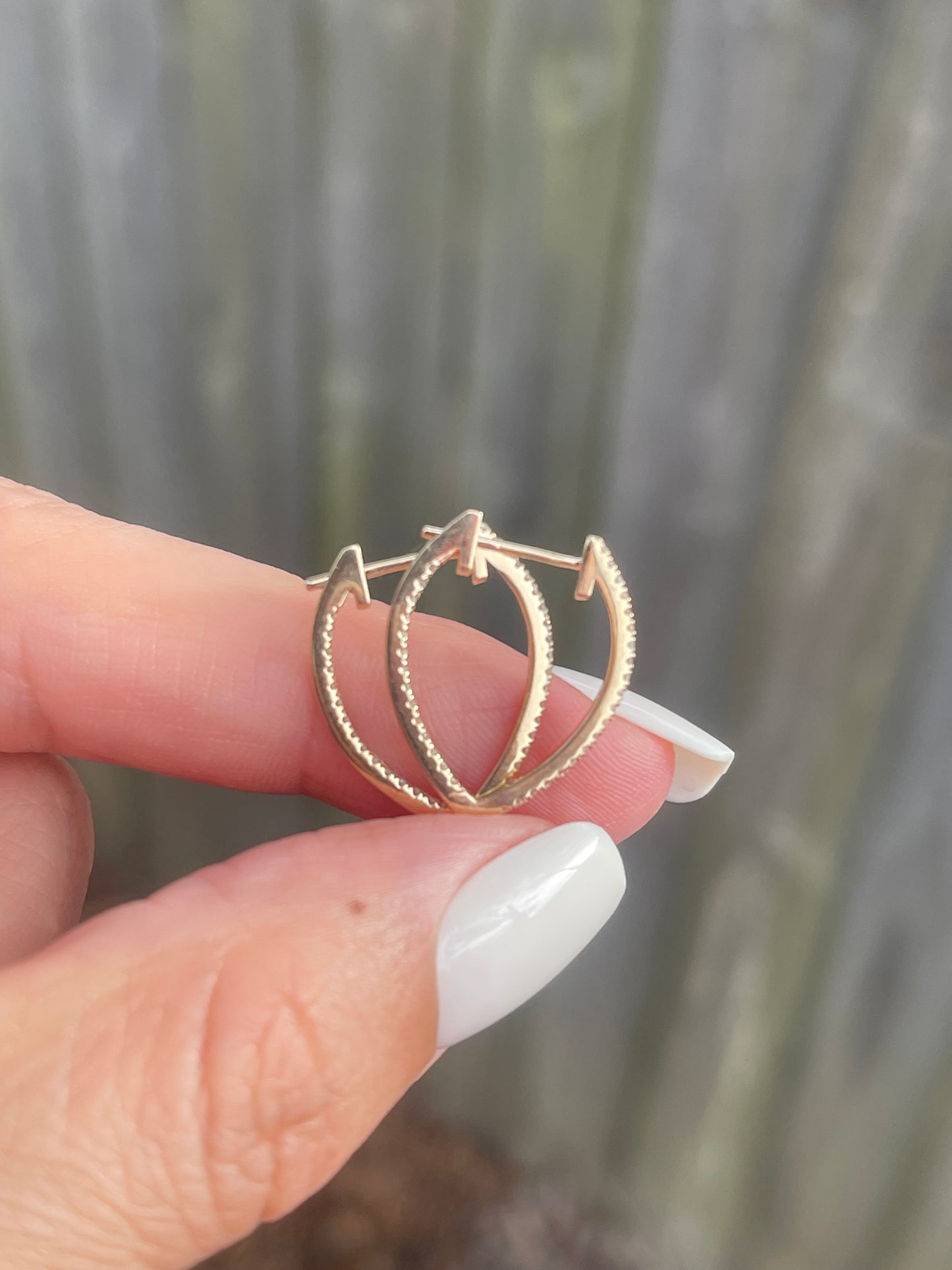 Natural Diamond Inside-Out V Hoops In 9ct Yellow Gold