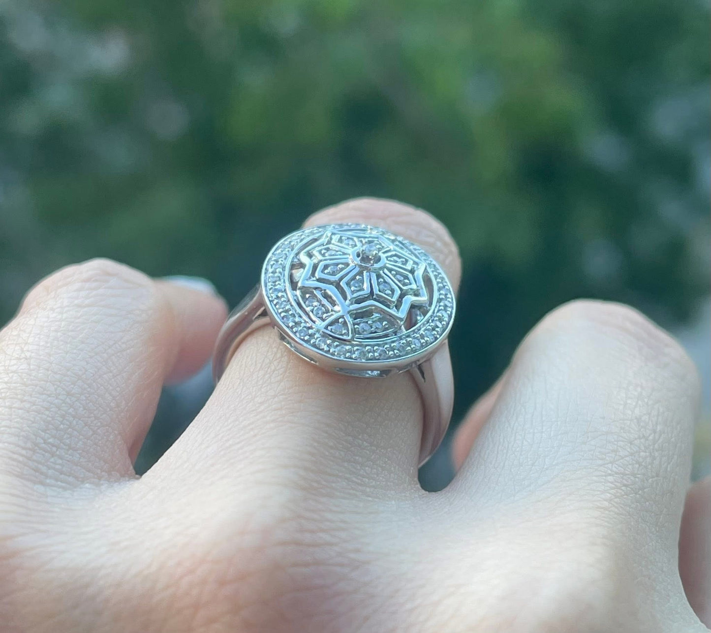 9ct white gold art deco inspired diamond ring