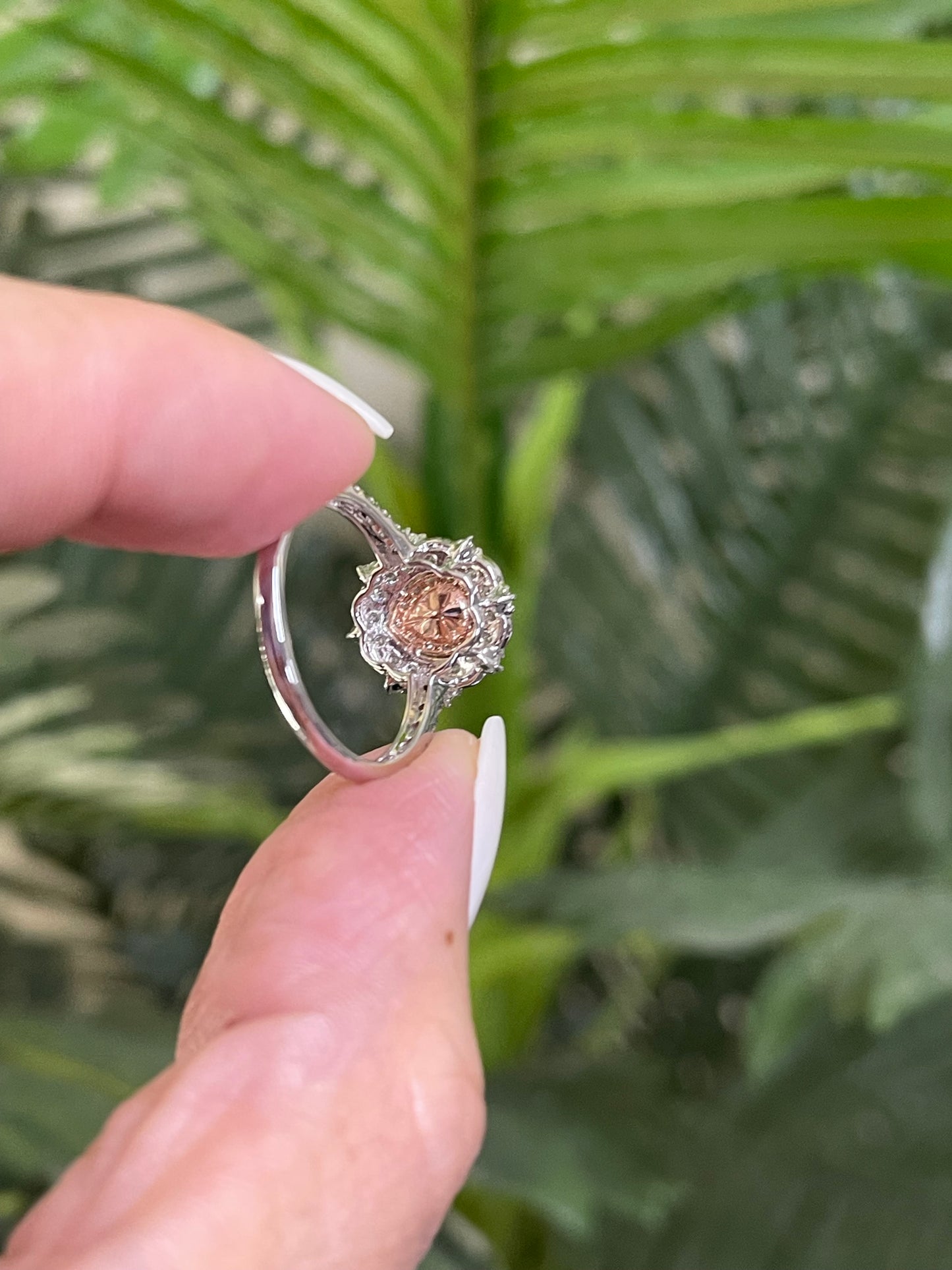 Natural Light Fancy Pink Diamond Ring In 14ct White Gold