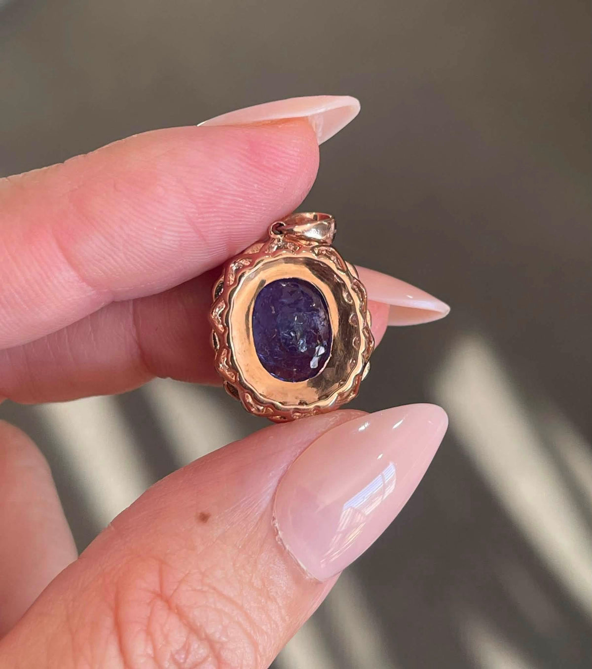 4.83ct Natural Tanzanite Diamond Halo Pendant In 14ct Rose Gold