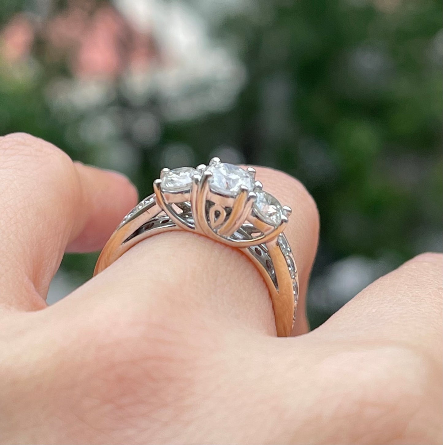 14ct white gold natural 1.71ct diamond trilogy ring