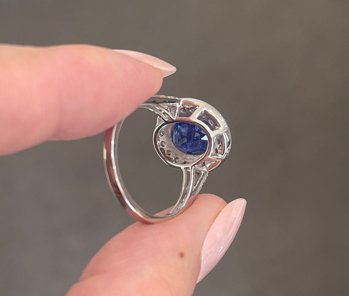 4.07ct Natural Tanzanite Diamond Halo Ring In 14ct White Gold