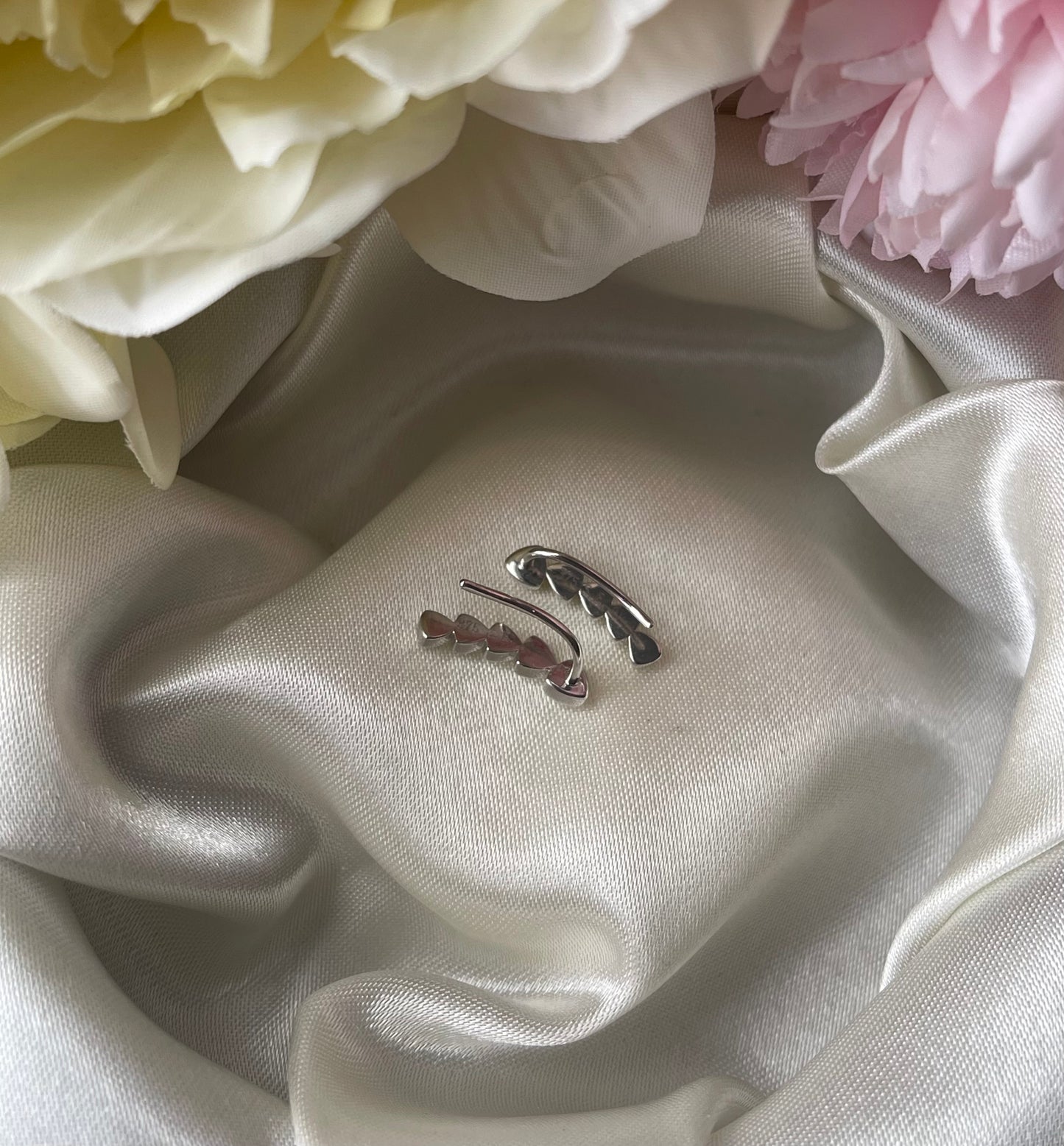 Natural Diamond Ear Climber Earrings In 9ct White Gold