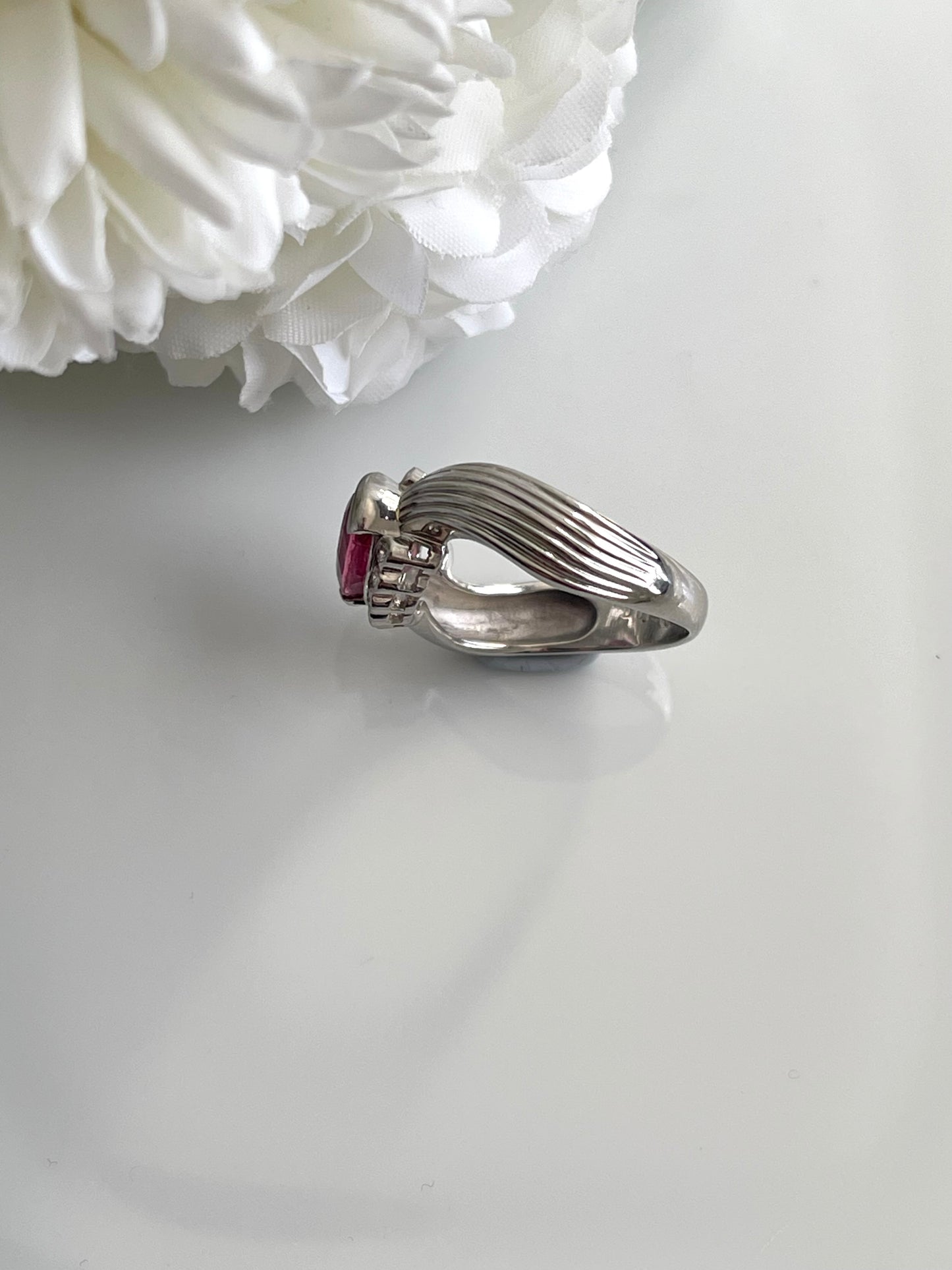 1.83ct Pink Tourmaline Diamond Ring In 900 Platinum