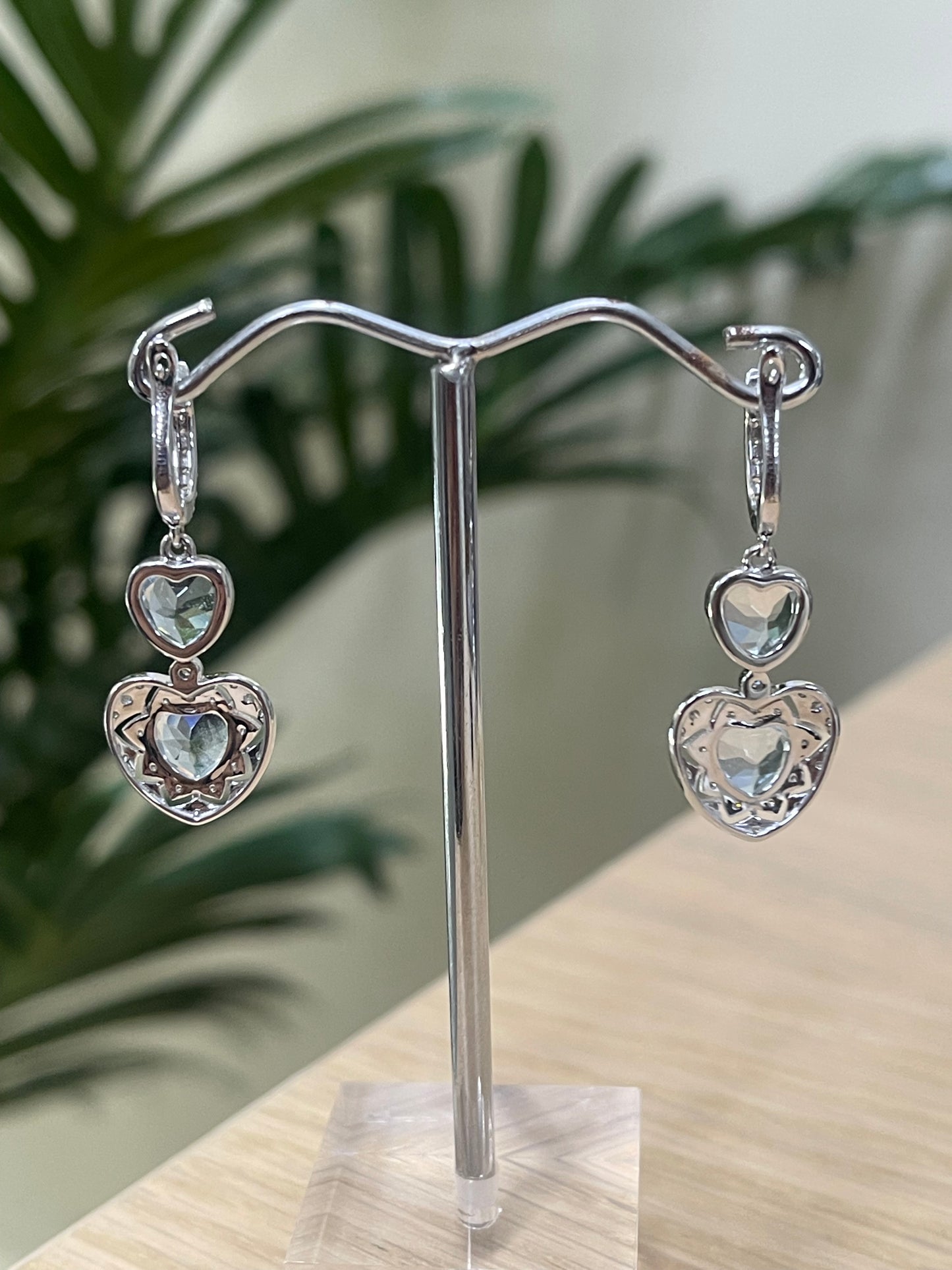 Heart & Soul Natural Aquamarine Diamond Drop Earrings In 14ct White Gold