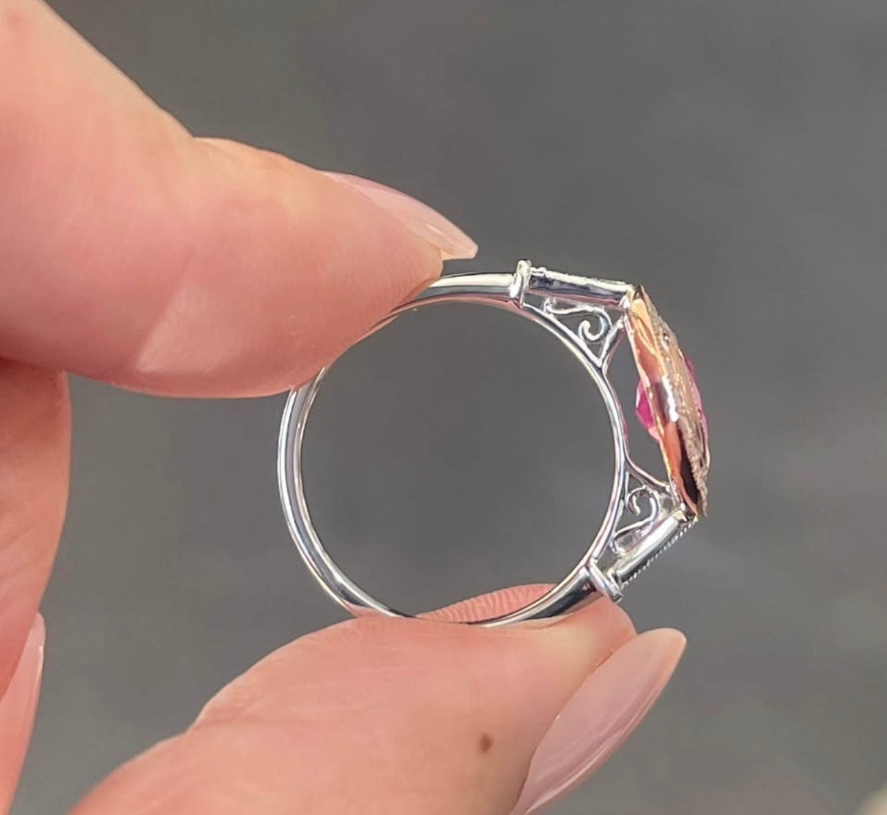 2.2ct Natural Ruby Diamond Halo Ring In 14ct White & Rose Gold