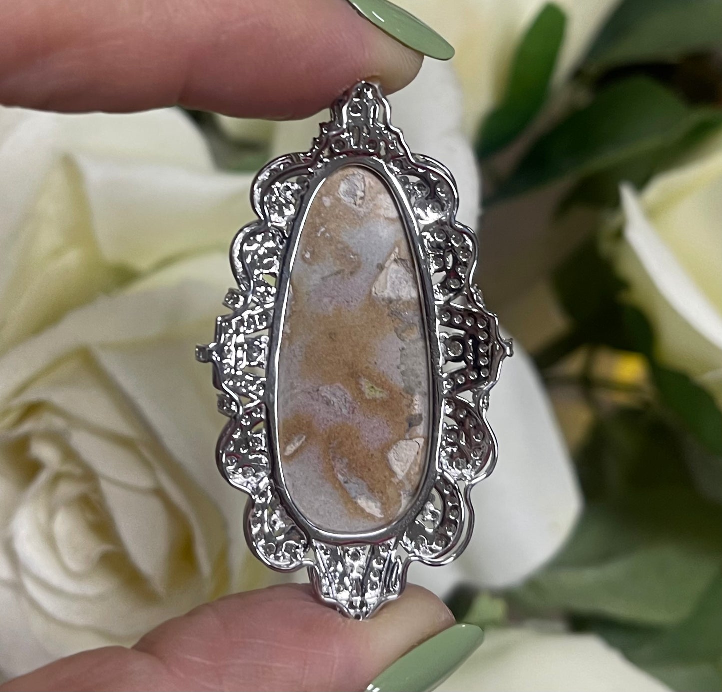 Cosmic Sunset & Galaxy Opal Diamond Pendant In 14ct White Gold