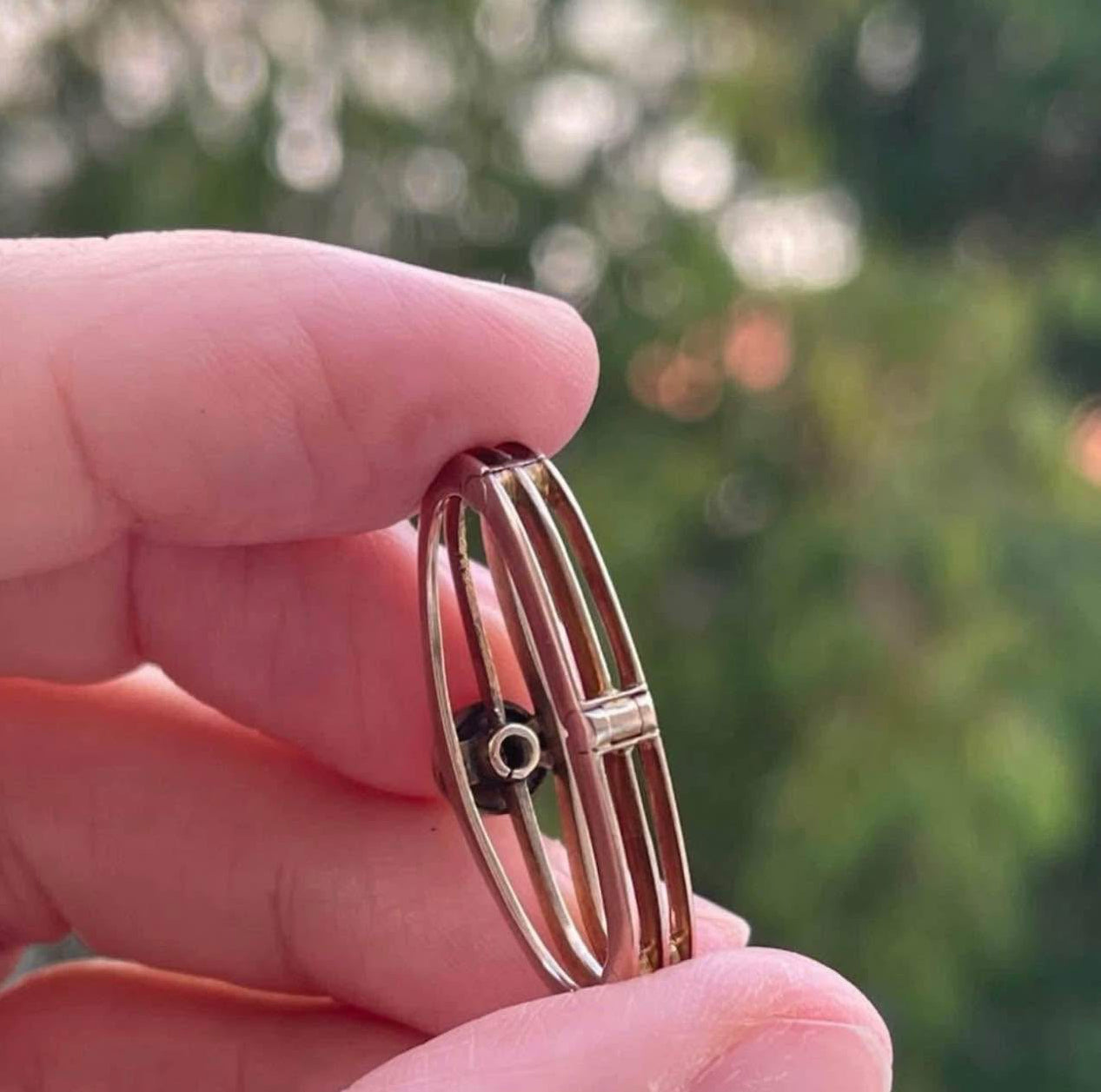 Antique 9ct Rose Gold Old Mine Cut Diamond Scarf Clip - Starburst Design