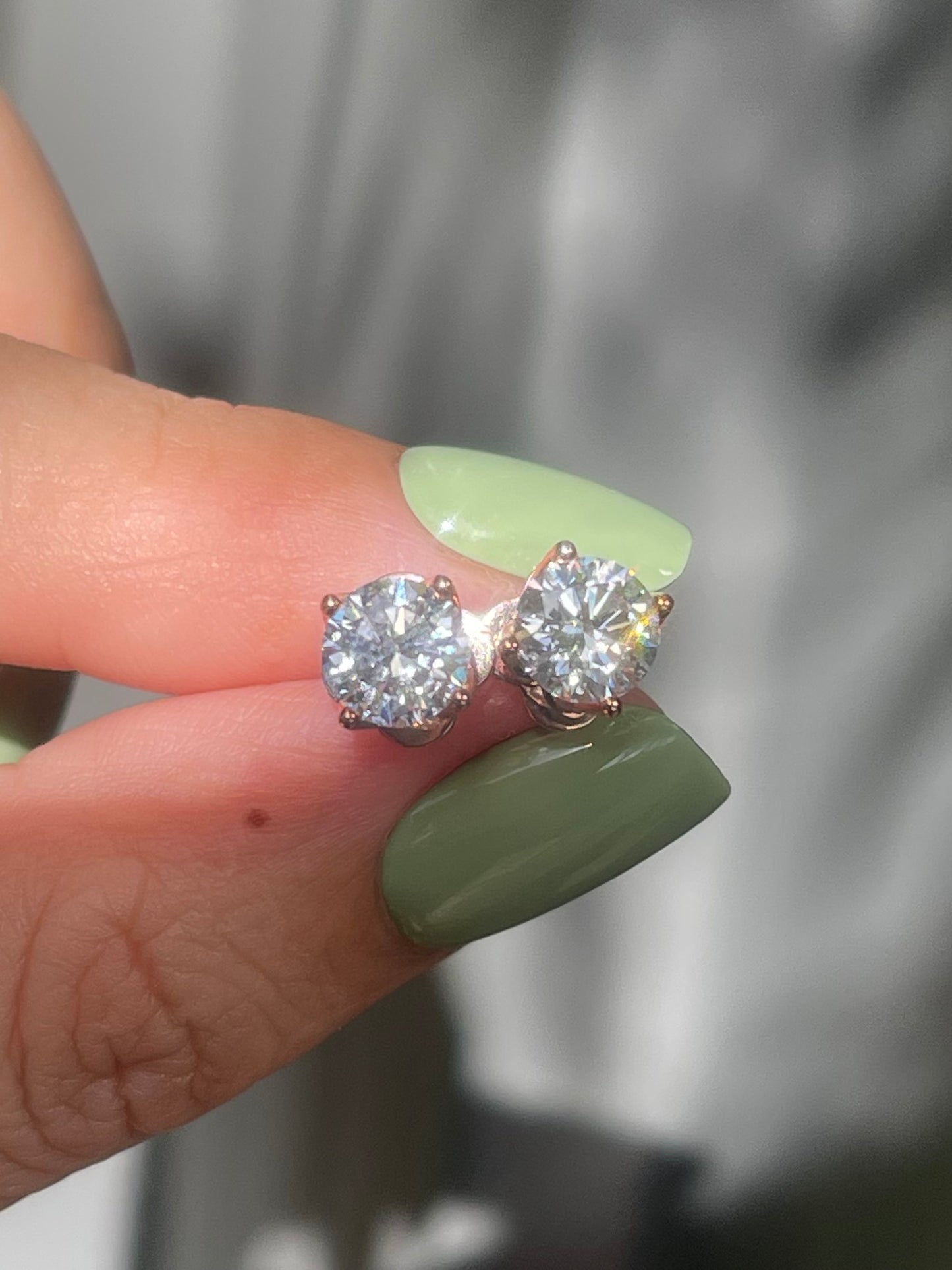 Lab 2.06ct D, VS Diamond Stud Earrings in 9ct Rose Gold