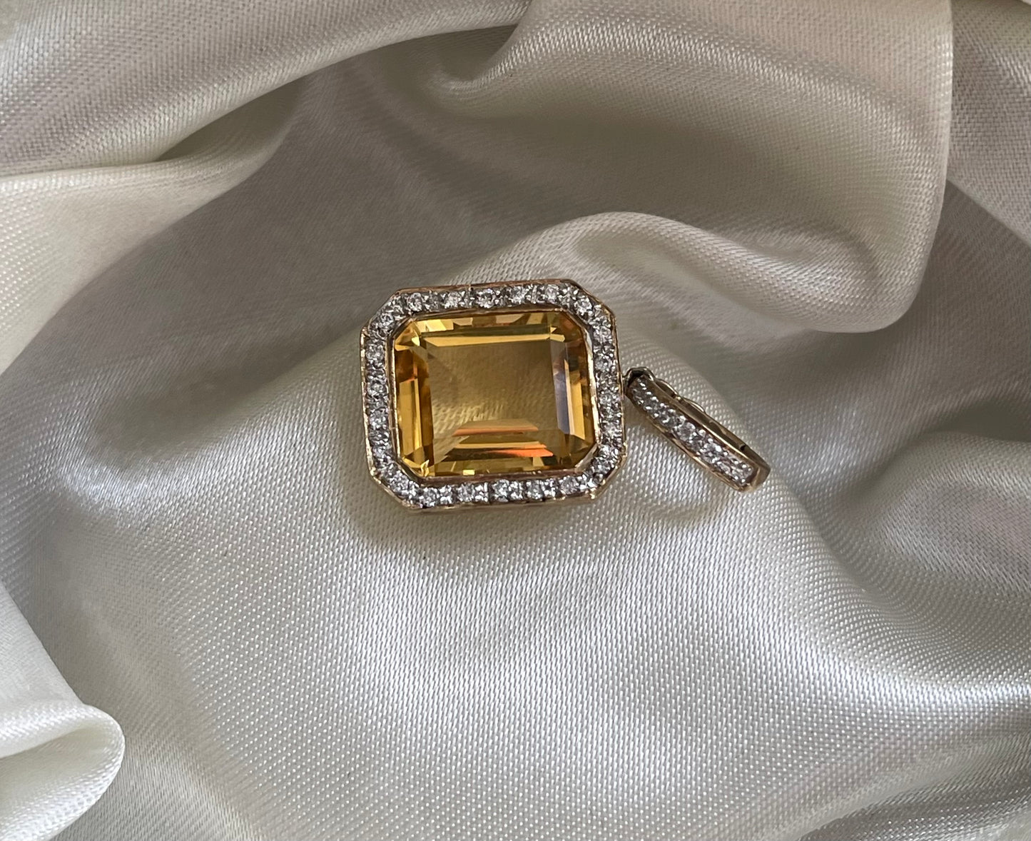 Classic Citrine Diamond Enhancer Pendant In 9ct Yellow Gold