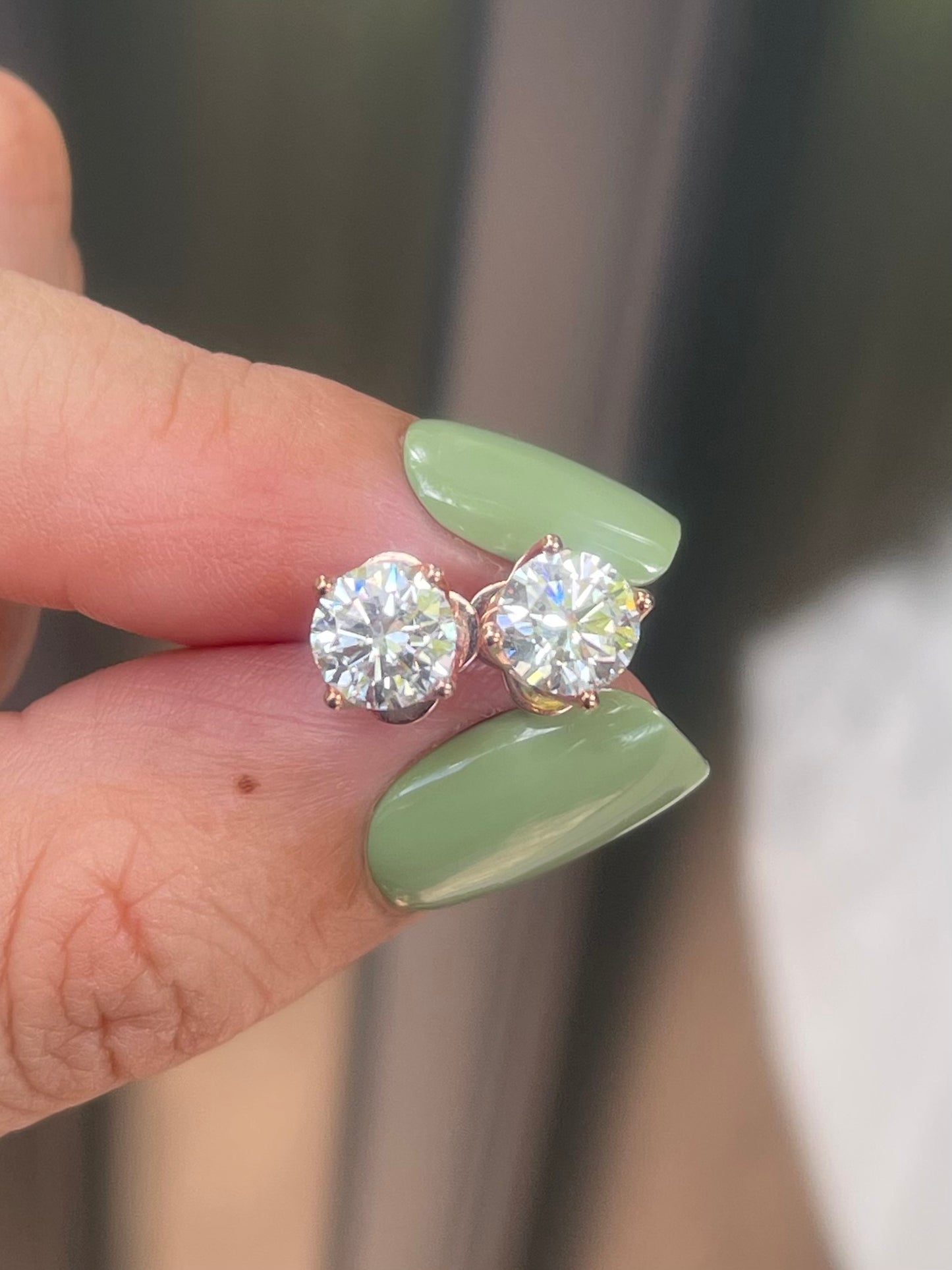Lab 2.06ct D, VS Diamond Stud Earrings in 9ct Rose Gold
