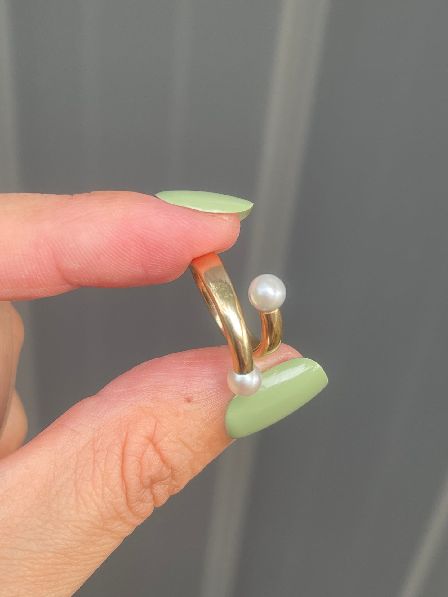 Twin Flame Pearl Ring In 9ct Yellow Gold