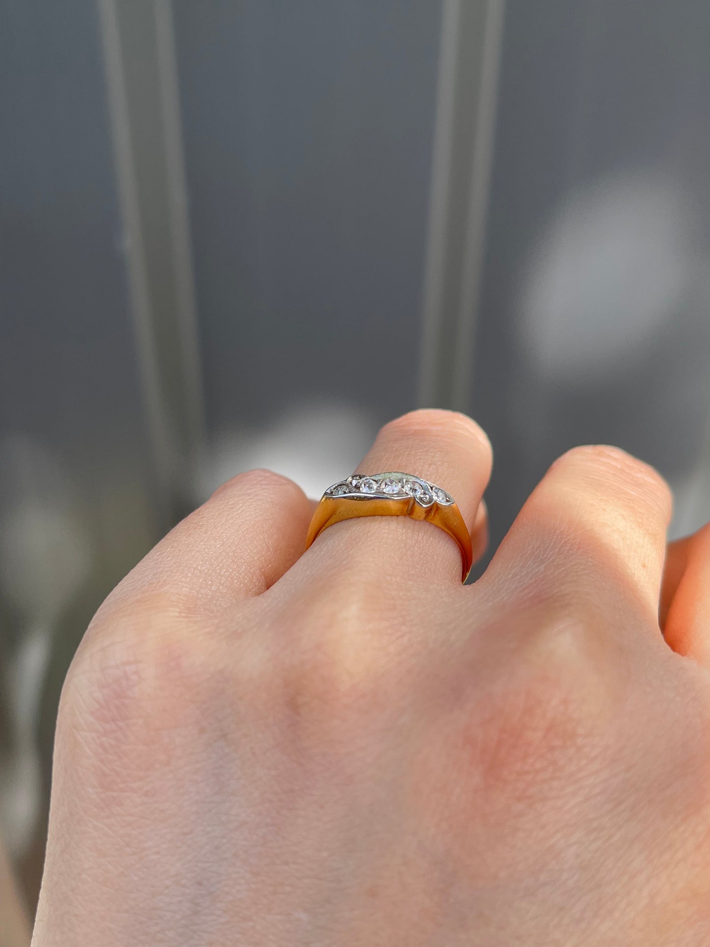 Birmingham Antique Old Mine Cut Diamond Ring In 18ct Yellow Gold