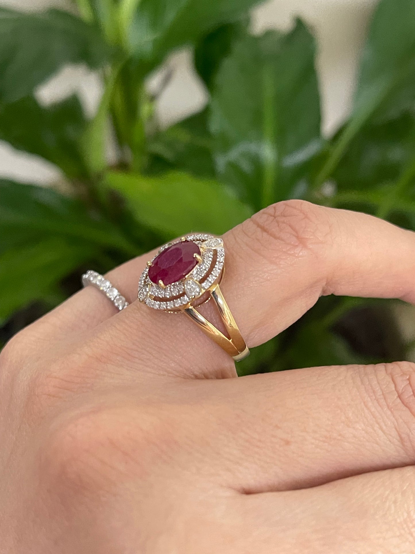Art Deco Style 1.94ct Natural Ruby Diamond Ring In 14ct Yellow Gold