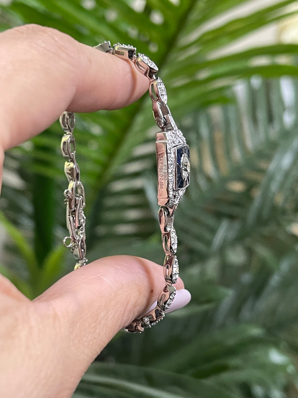 One-of-a-Kind Antique Art Deco Conversion Bracelet Natural Diamonds & Sapphires In Platinum, 14ct White Gold