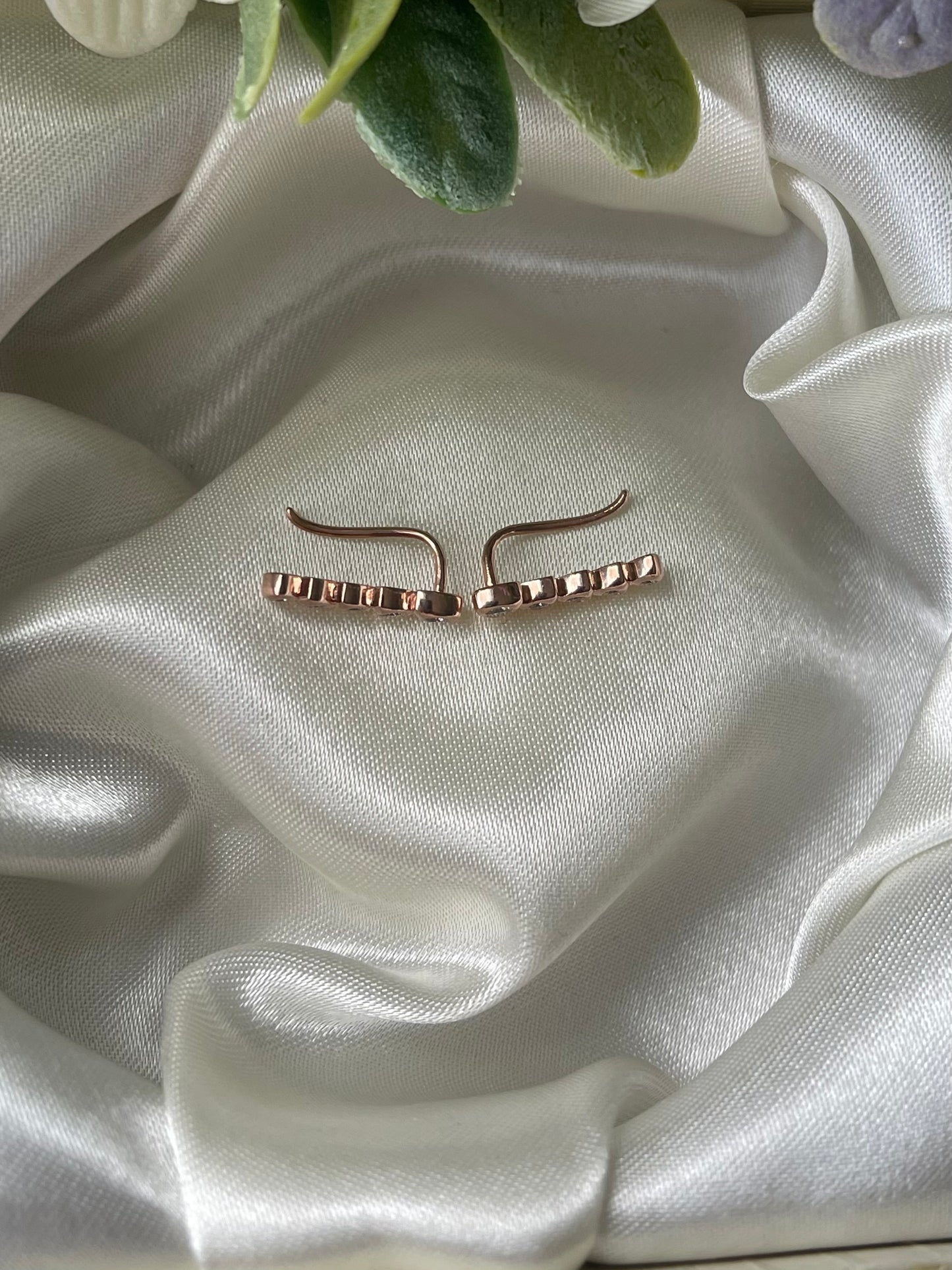 Natural Diamond Ear Climber Earrings In 9ct Rose Gold