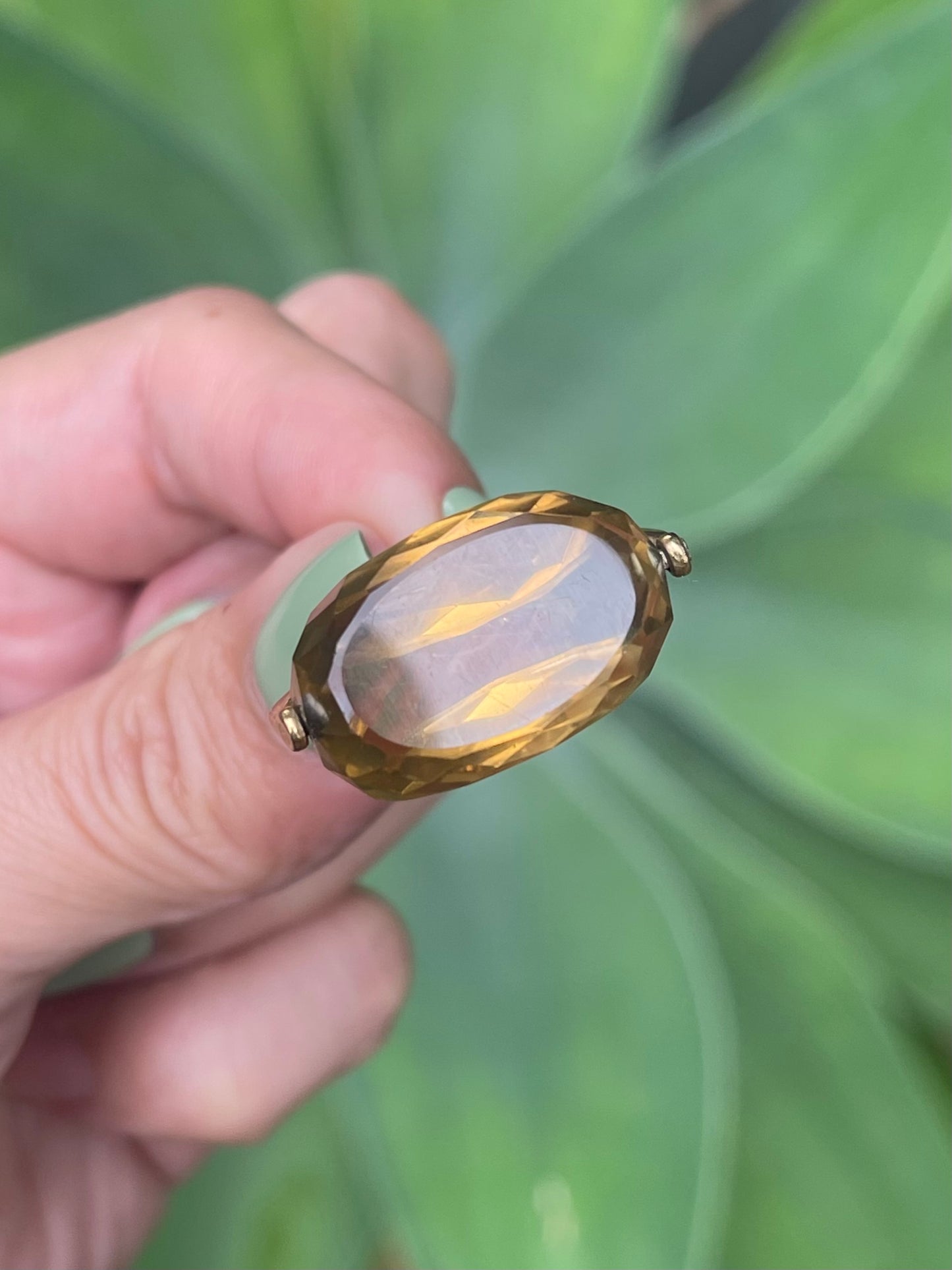 Antique 1852 Birmingham Citrine Spinner Pendant In 9ct Pink Gold