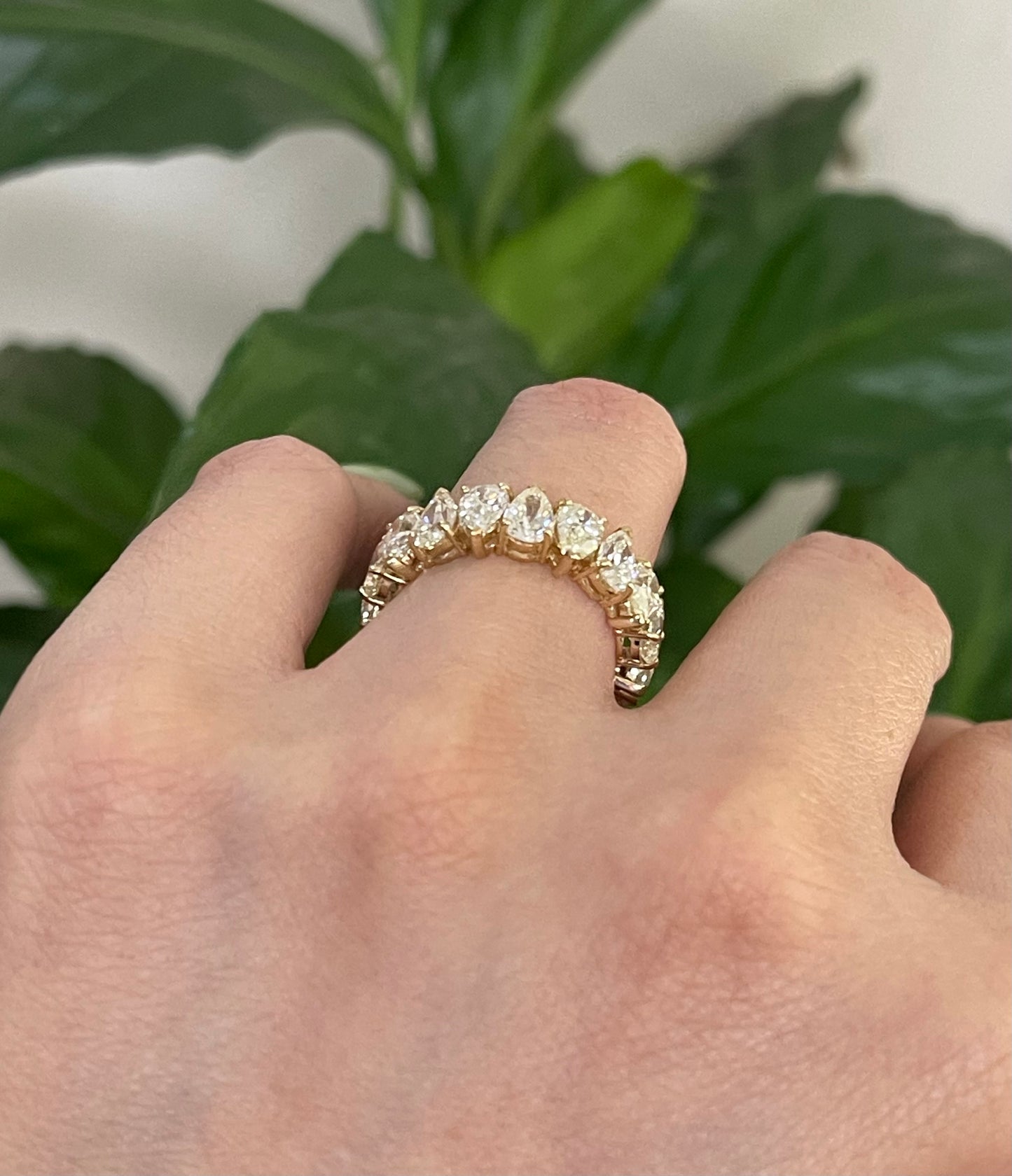 5.56ct Natural Teardrop Diamond Eternity Band -Circle Of Love Ring In 14ct Yellow Gold