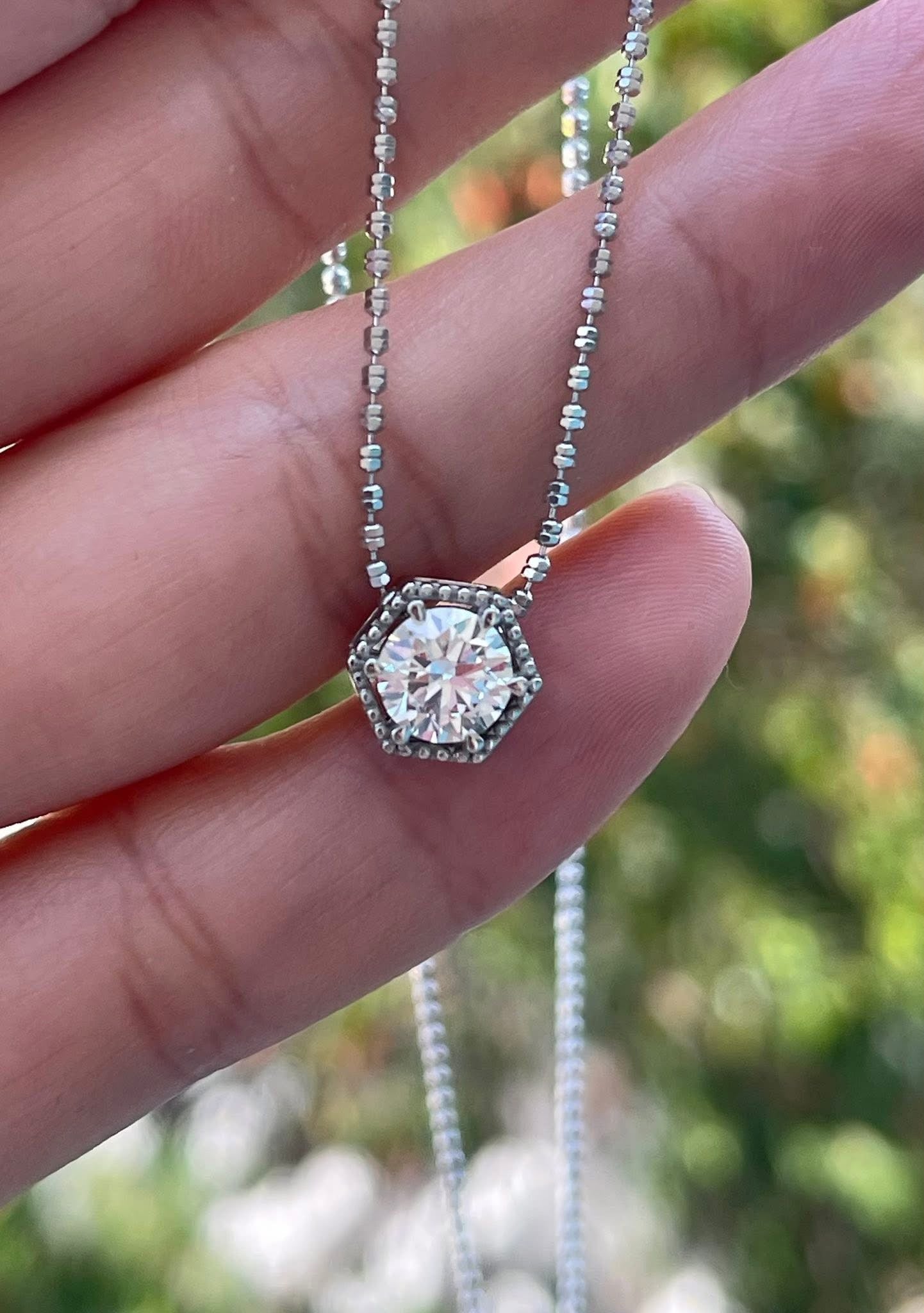 Platinum 950 1.04ct E color , VVS2 diamond pendant slider