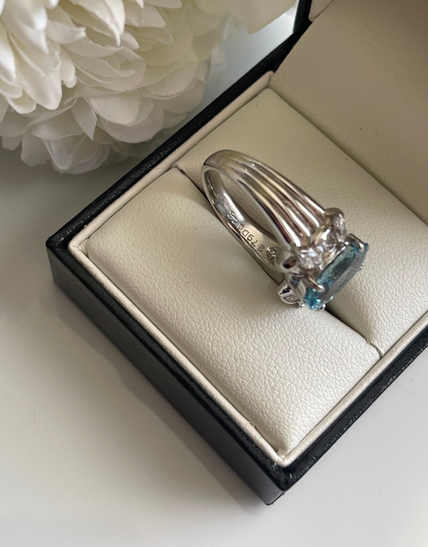 2.79ct Aquamarine 0.48ct Diamond Ring In Heavy 900 Platinum
