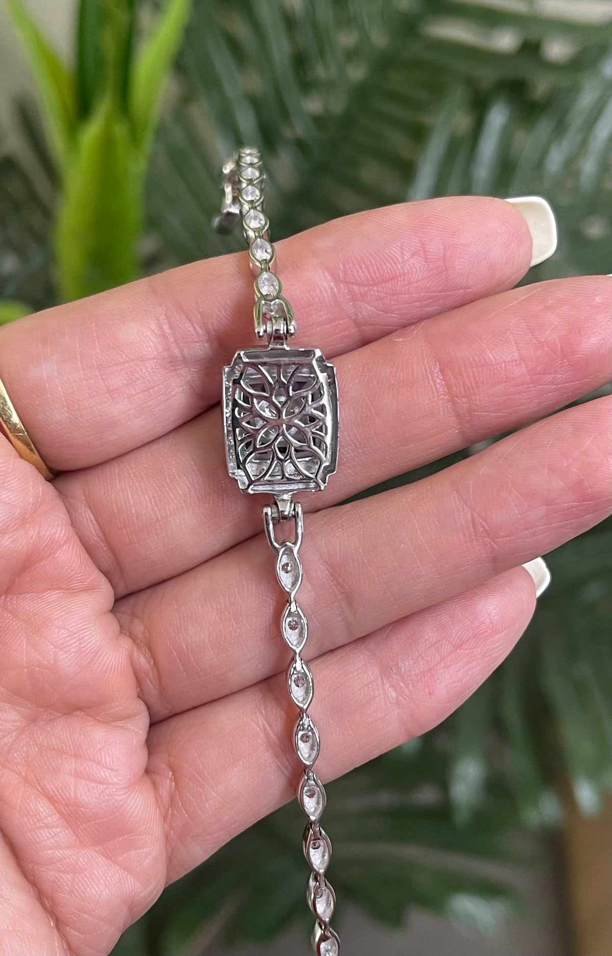One-of-a-Kind Antique Art Deco Conversion Bracelet Natural Diamonds & Sapphires In Platinum, 14ct White Gold