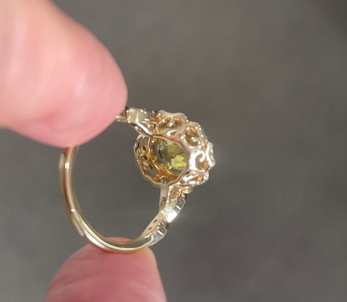 Vintage Style Natural Yellow Sapphire Diamond Ring In 14ct Yellow Gold