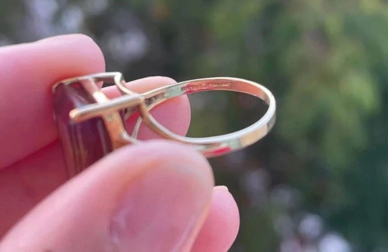 Vintage 9ct yellow gold 1998 Birmingham import natural ametrine ring large size R