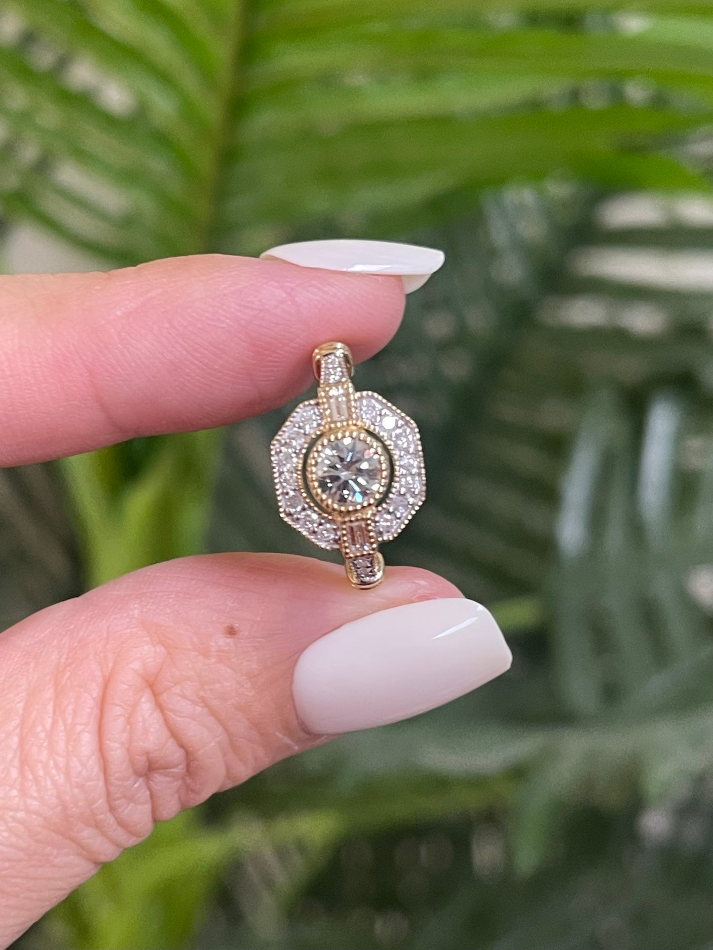 Art Deco Style VS Clarity Champagne Diamond Ring In 14ct Yellow Gold