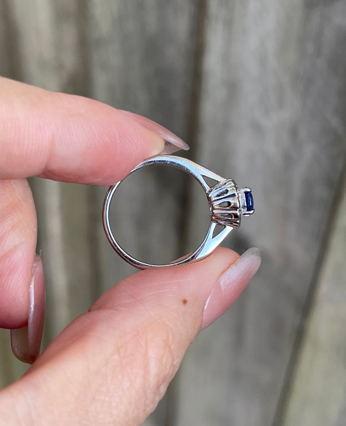 Natural Ceylon Sapphire Diamond Halo Ring In 9ct White Gold