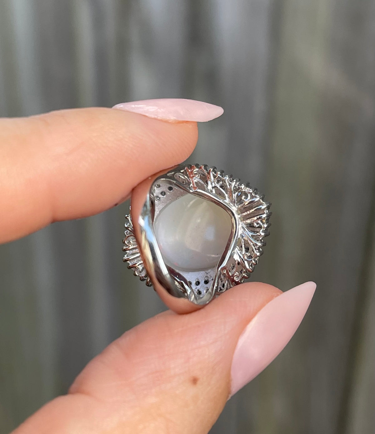 6.5ct Australian Solid Opal & Diamond Ring in 900 Platinum – Rare Harlequin Pattern