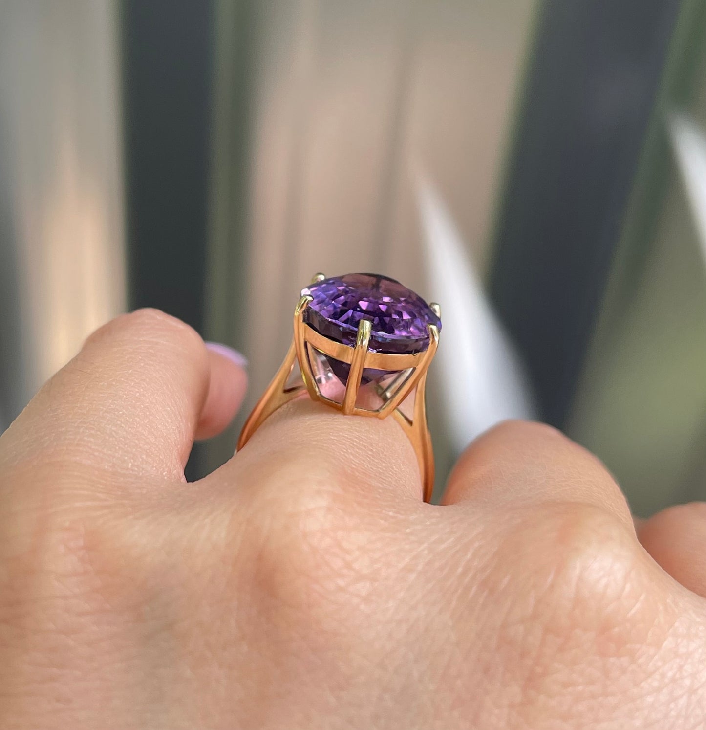 Statement 18.25ct Lavender Amethyst Ring Set in 9ct Yellow Gold