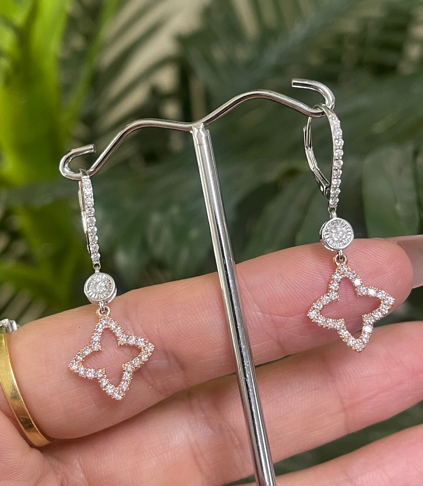 Rosé Lumière – Natural Pink & White Diamond Drop Earrings In 14ct White Gold & Rose Gold