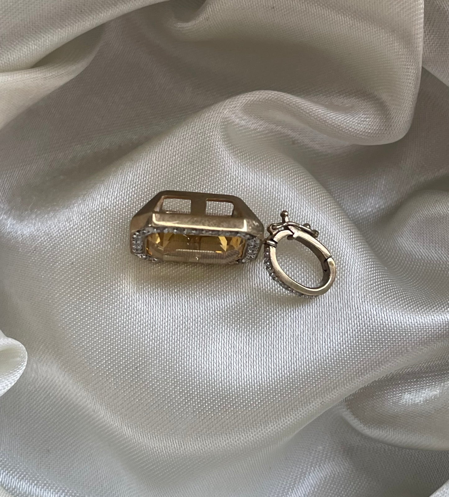 Classic Citrine Diamond Enhancer Pendant In 9ct Yellow Gold