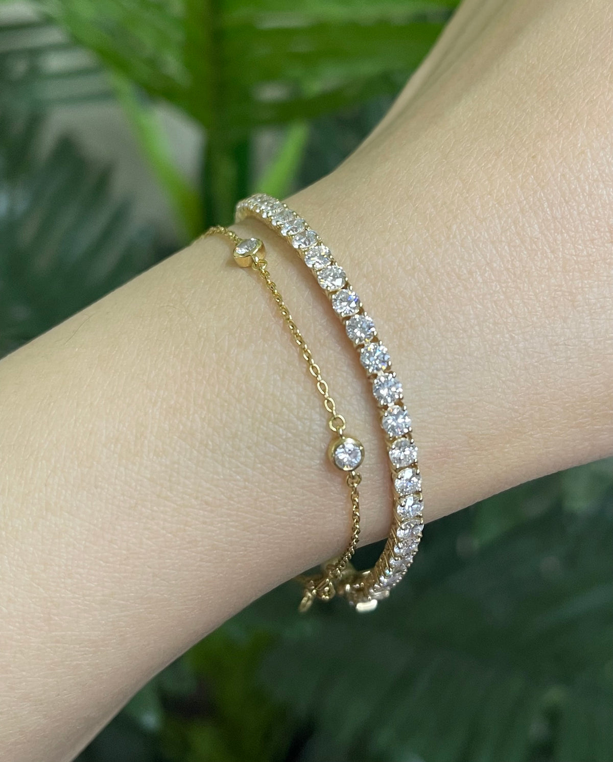 5.74ct Natural VS Diamond Tennis Bracelet In 14ct yellow gold
