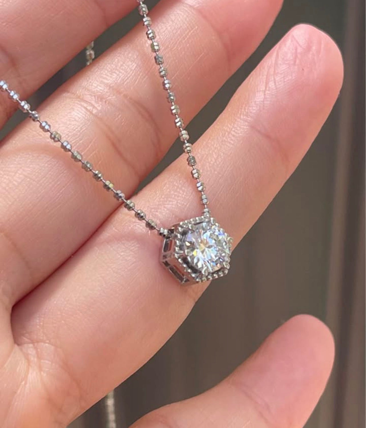 Platinum 950 1.04ct E color , VVS2 diamond pendant slider