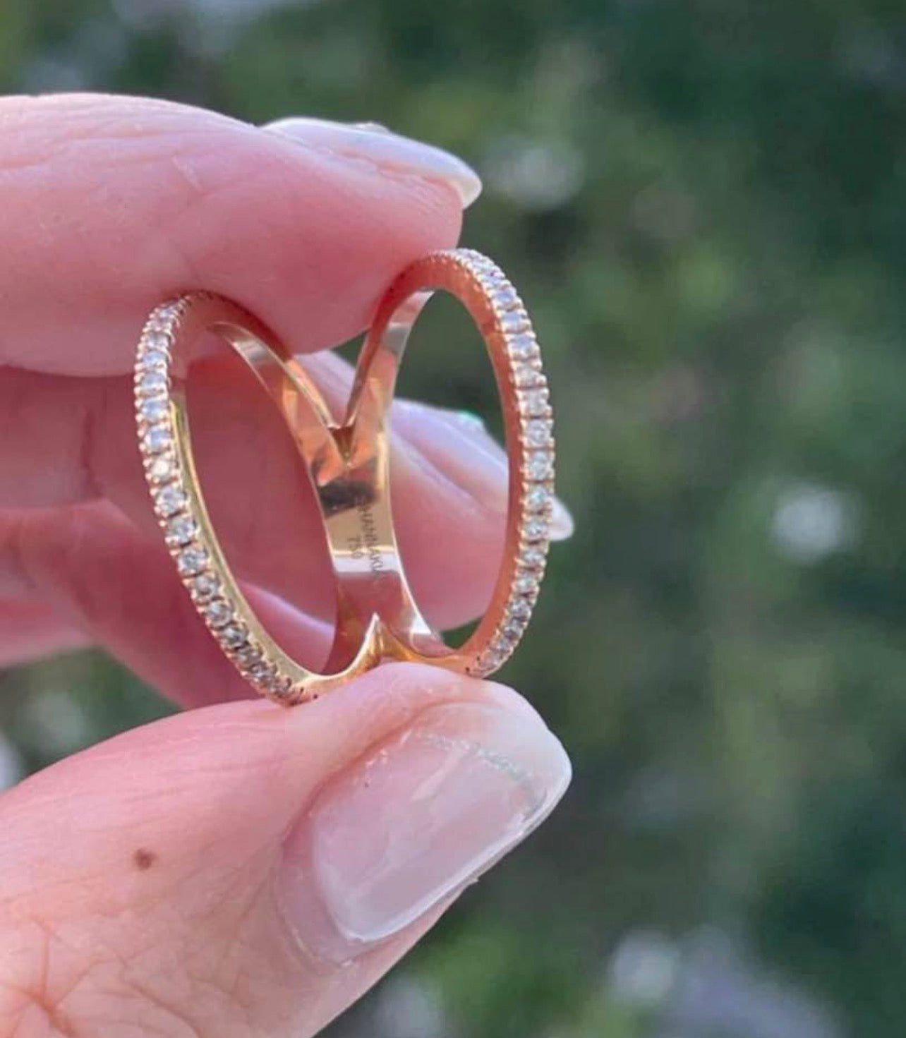 Modern Diamond V Ring In 18ct Rose Gold by Shannakian