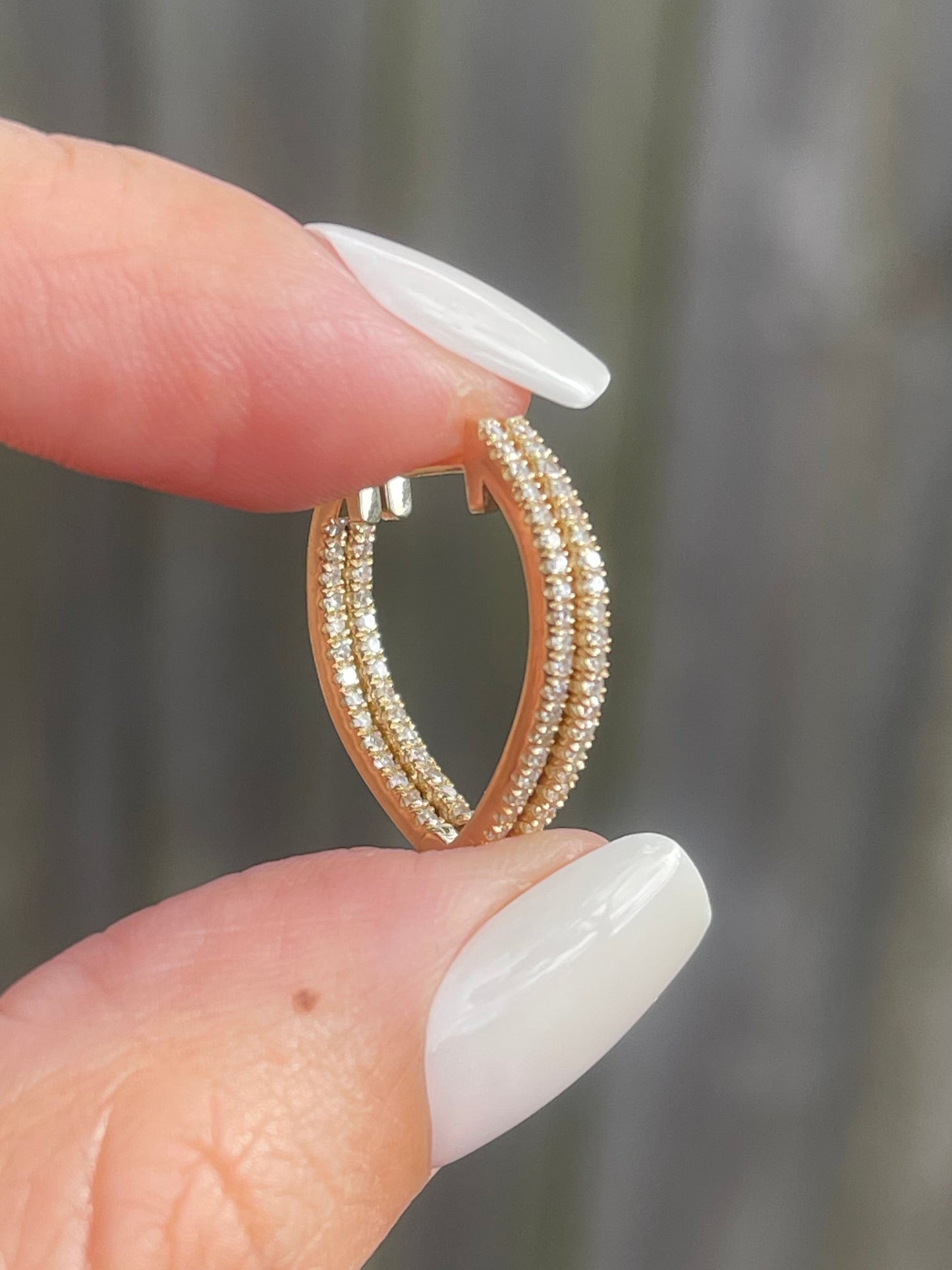 Natural Diamond Inside-Out V Hoops In 9ct Yellow Gold