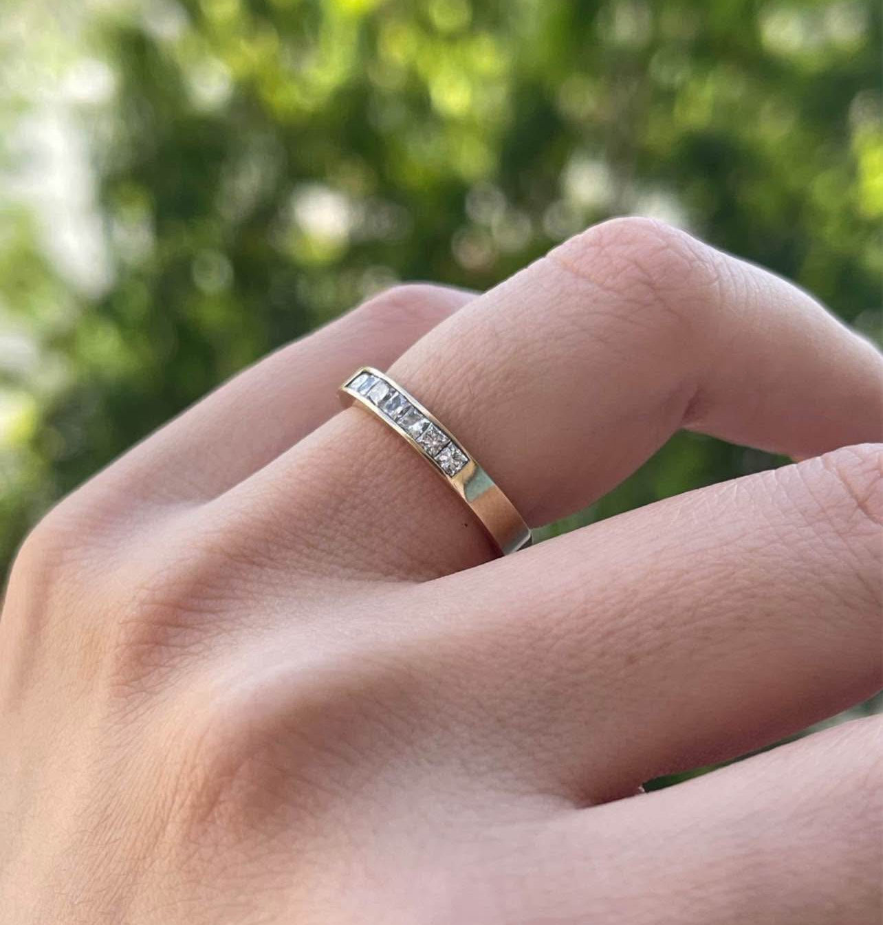 Vintage Women 375 9ct Yellow Gold  0.5ct 7 Diamond Band Ring Size J 1/2