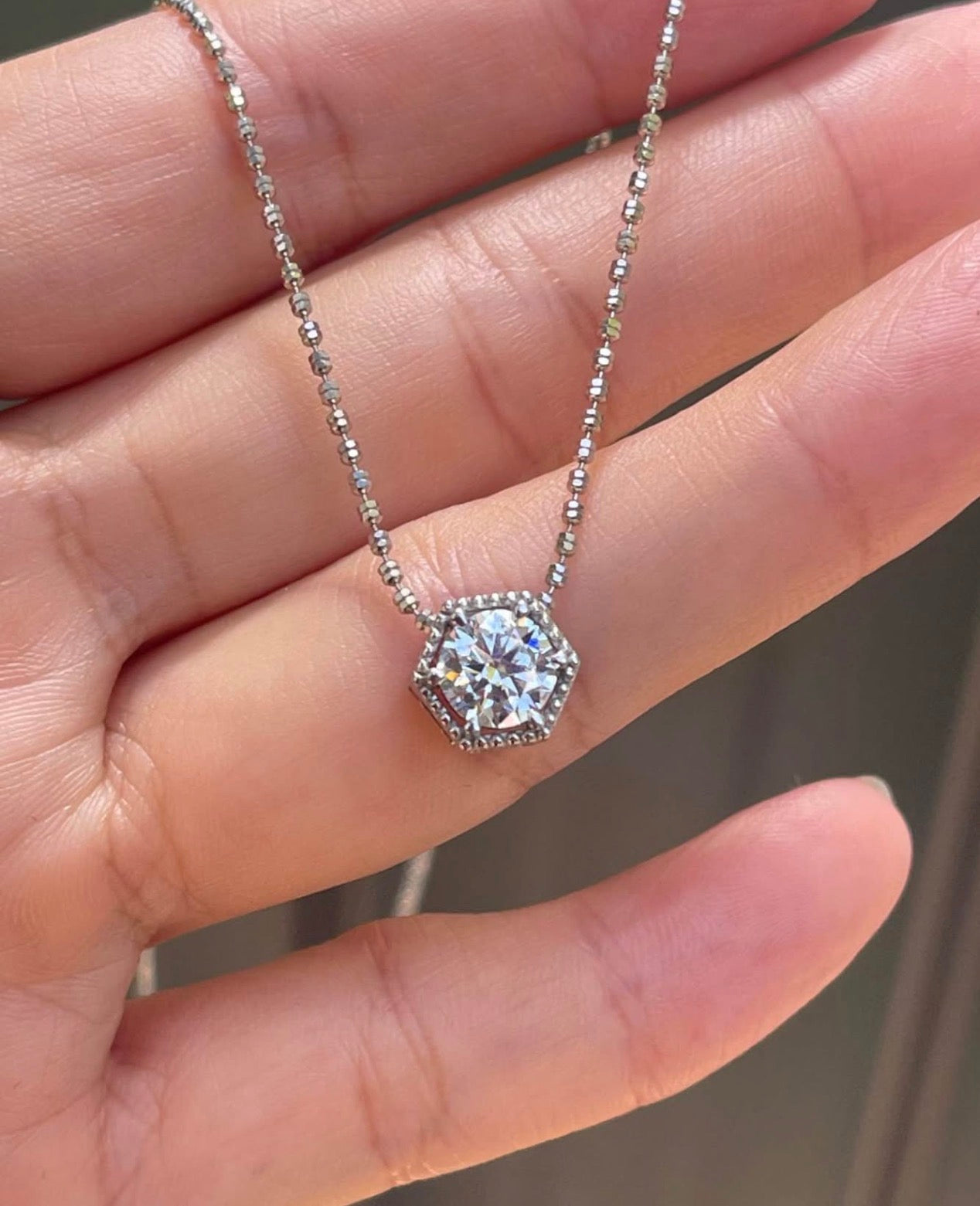 Platinum 950 1.04ct E color , VVS2 diamond pendant slider