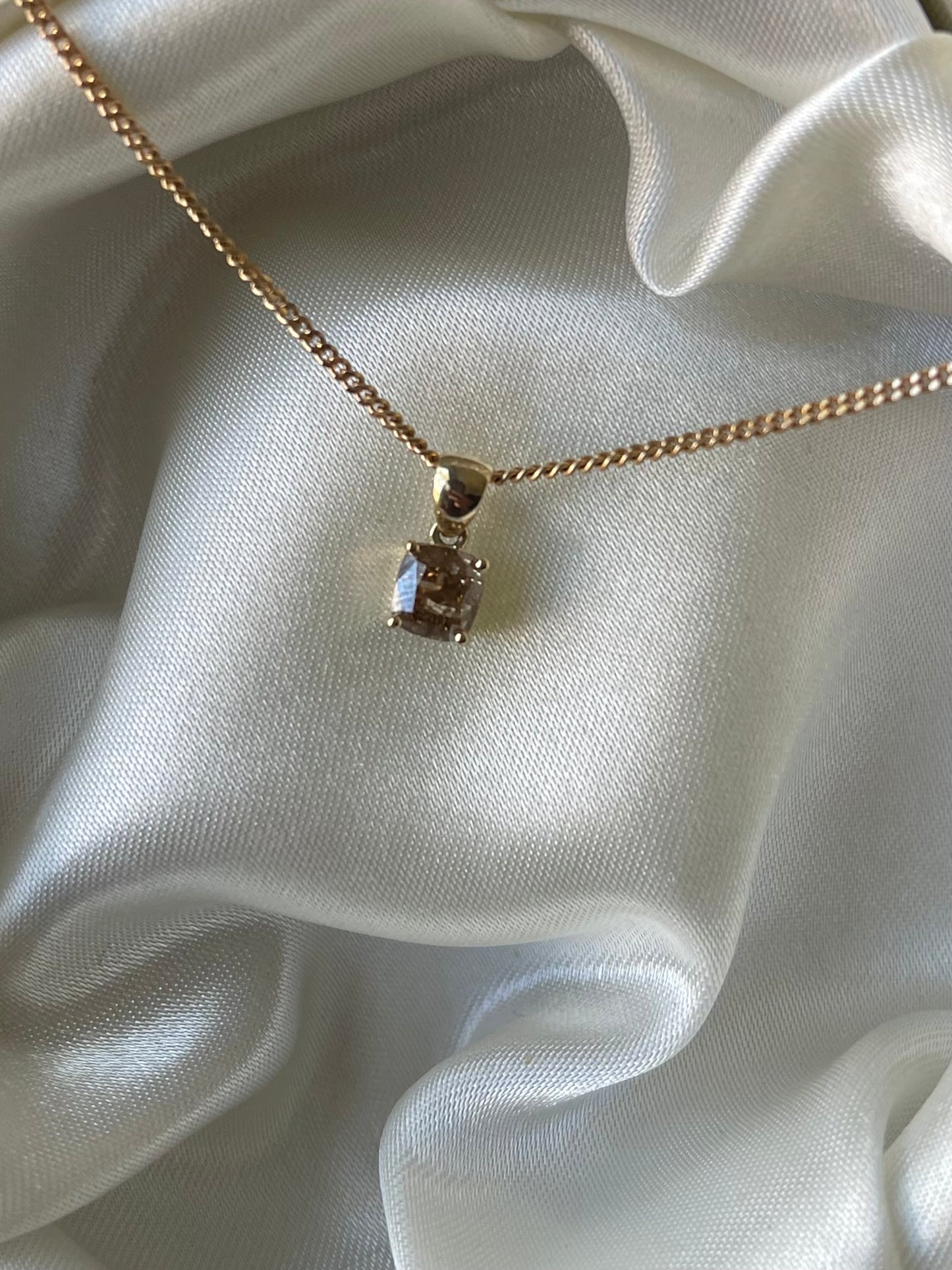 Natural 1ct Earth Mined Champagne Diamond Pendant In 9ct Yellow Gold ( No Chain)