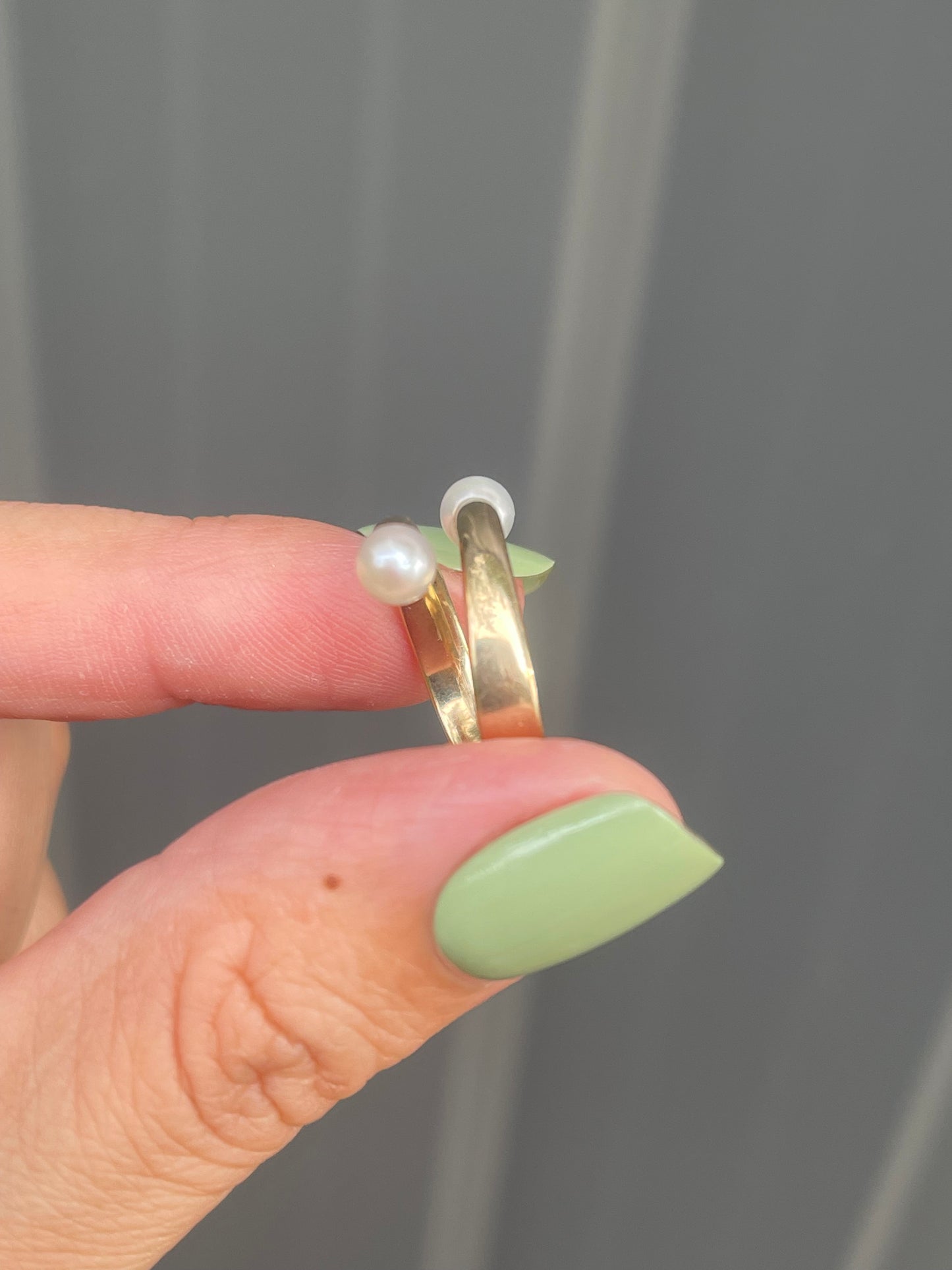 Twin Flame Pearl Ring In 9ct Yellow Gold