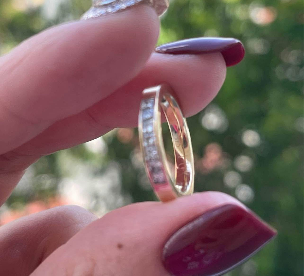 Vintage Women 375 9ct Yellow Gold  0.5ct 7 Diamond Band Ring Size J 1/2