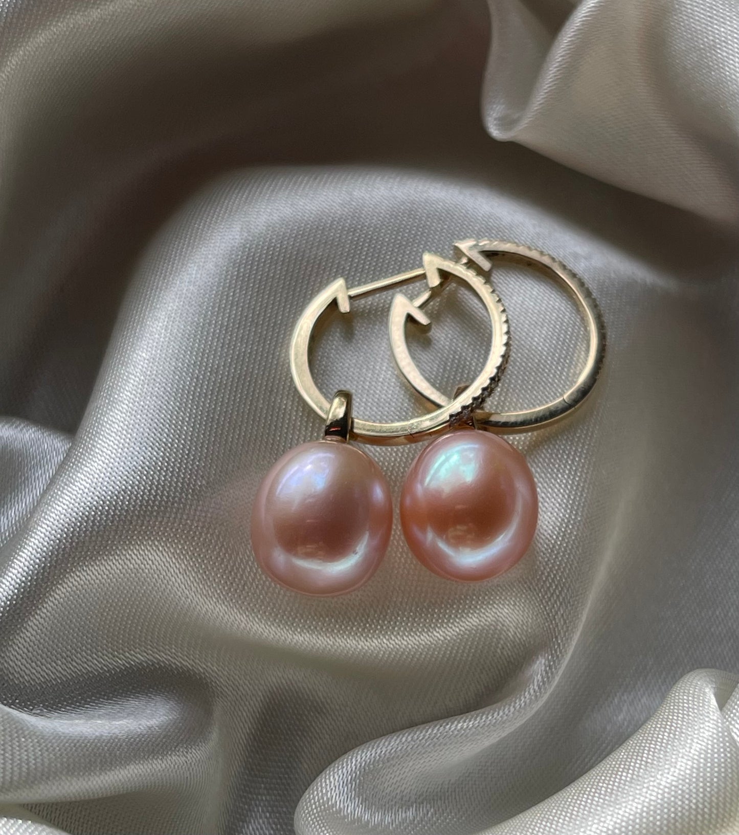 Pink Pearl Earring Enhancer / Pendant In 9ct yellow Gold