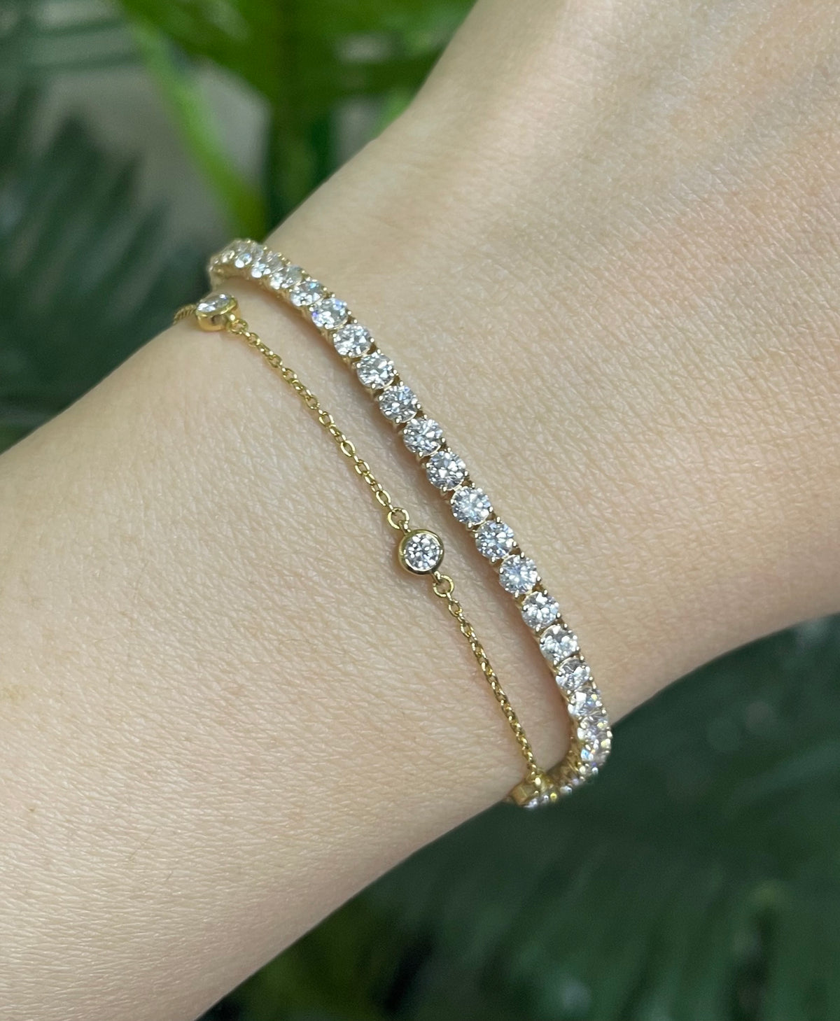 5.74ct Natural VS Diamond Tennis Bracelet In 14ct yellow gold