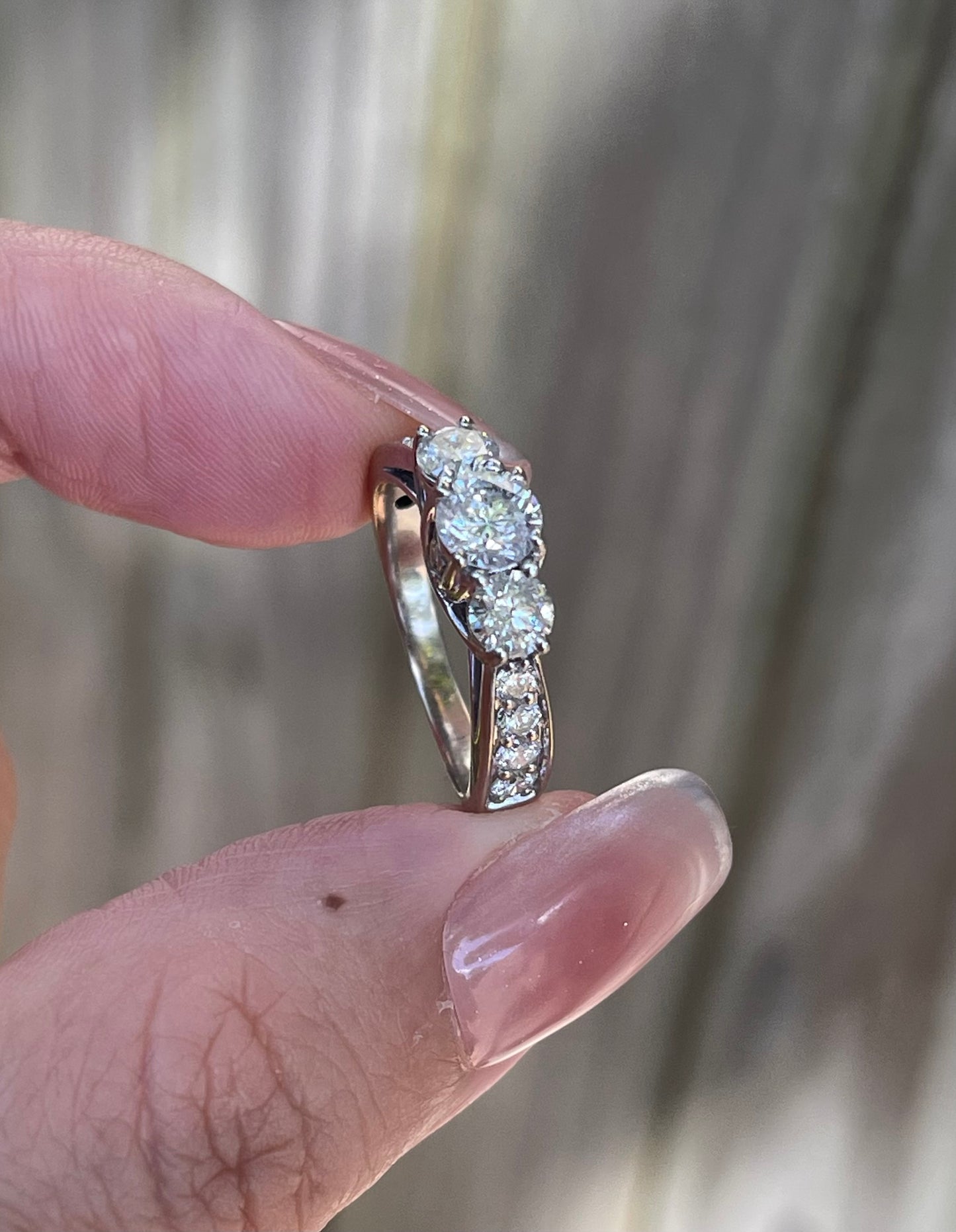 1.7ct Natural Diamond Trilogy Ring in 14ct White Gold