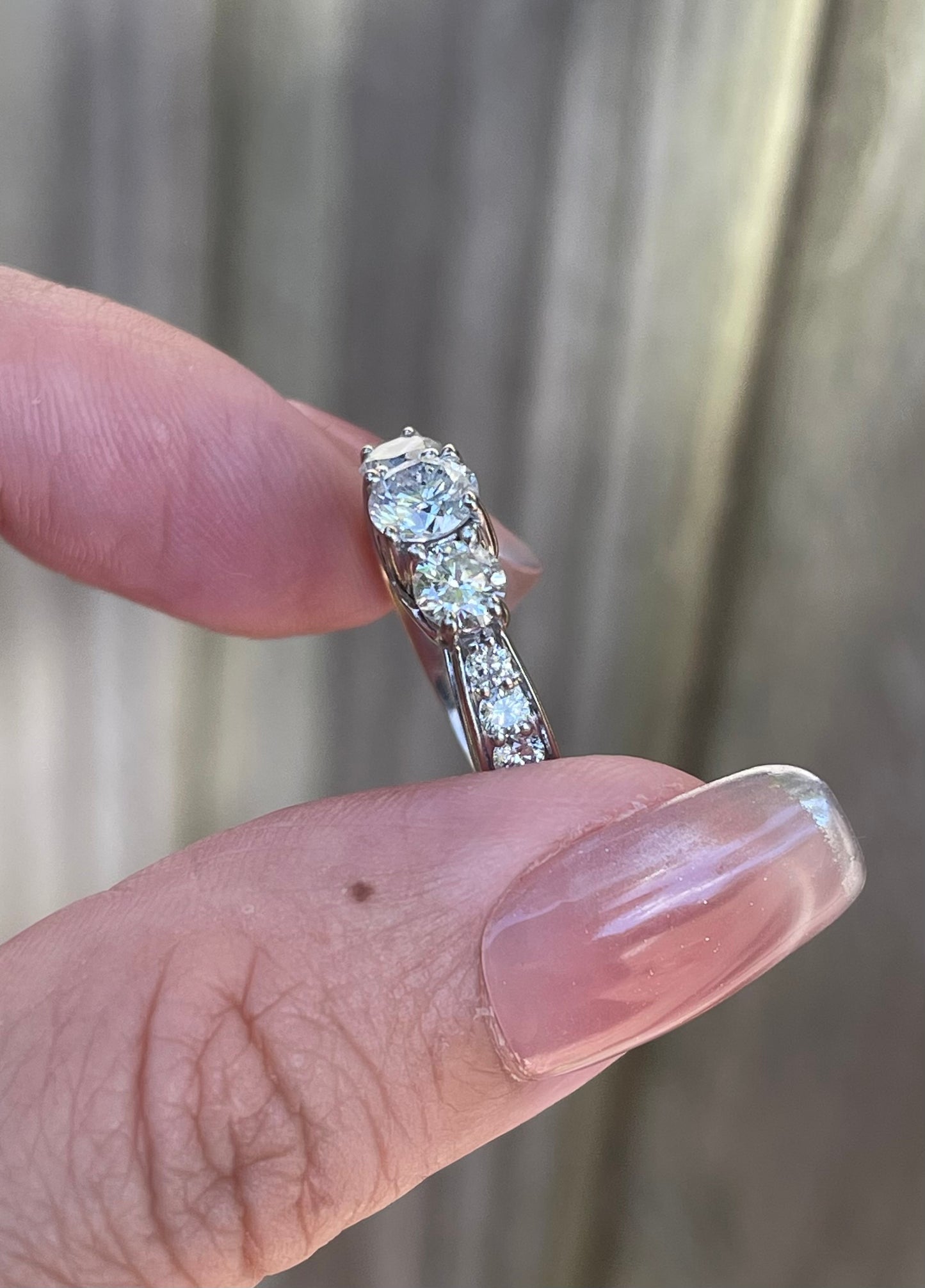 1.7ct Natural Diamond Trilogy Ring in 14ct White Gold