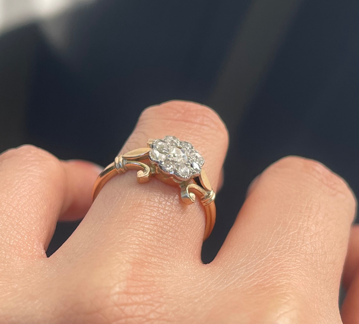 One-of-a-Kind Antique Conversion Antique Rose Cut Diamond Ring In 15ct & 9ct