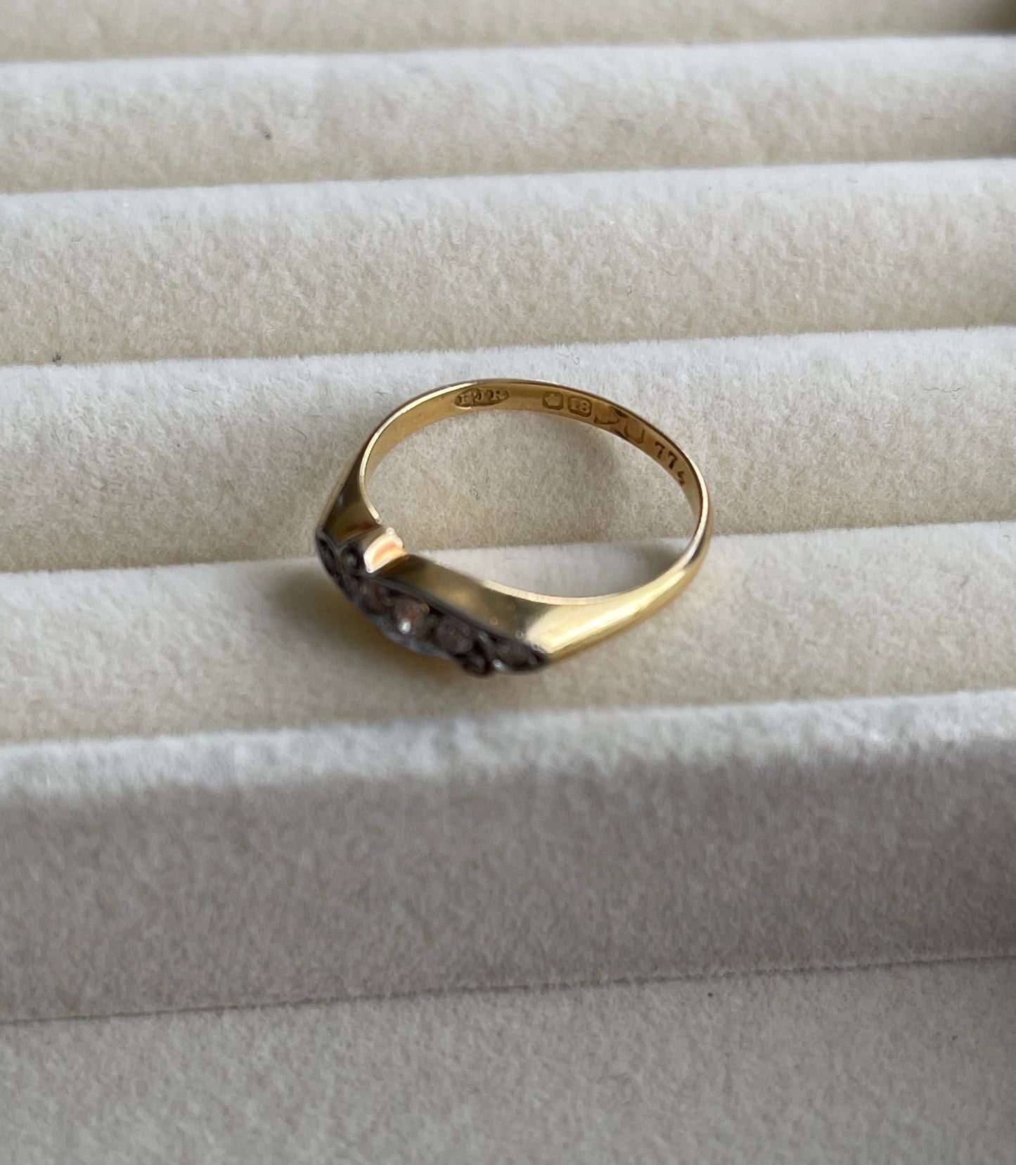 Birmingham Antique Old Mine Cut Diamond Ring In 18ct Yellow Gold