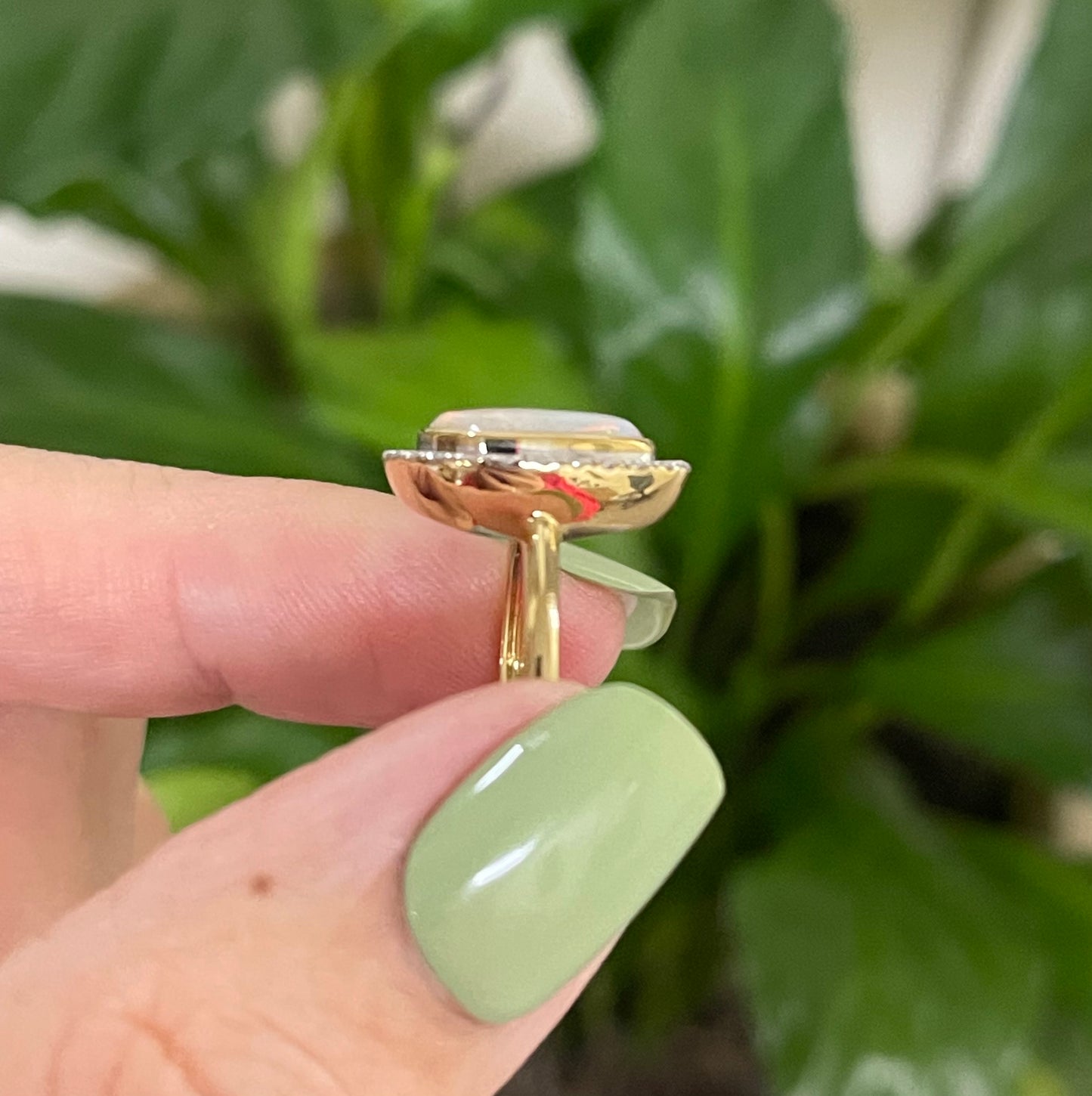 2.95ct Natural Solid Australian Andamook Opal Diamond Ring In 14ct Yellow Gold